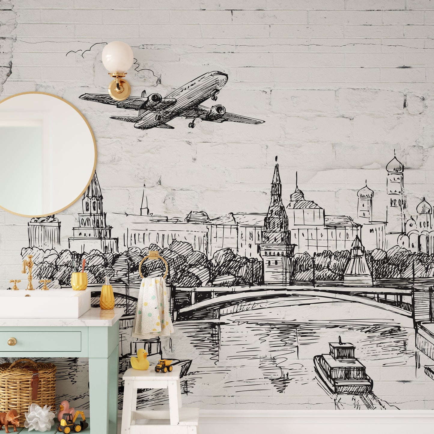 Old Brick World Landmarks Wallpaper Murals