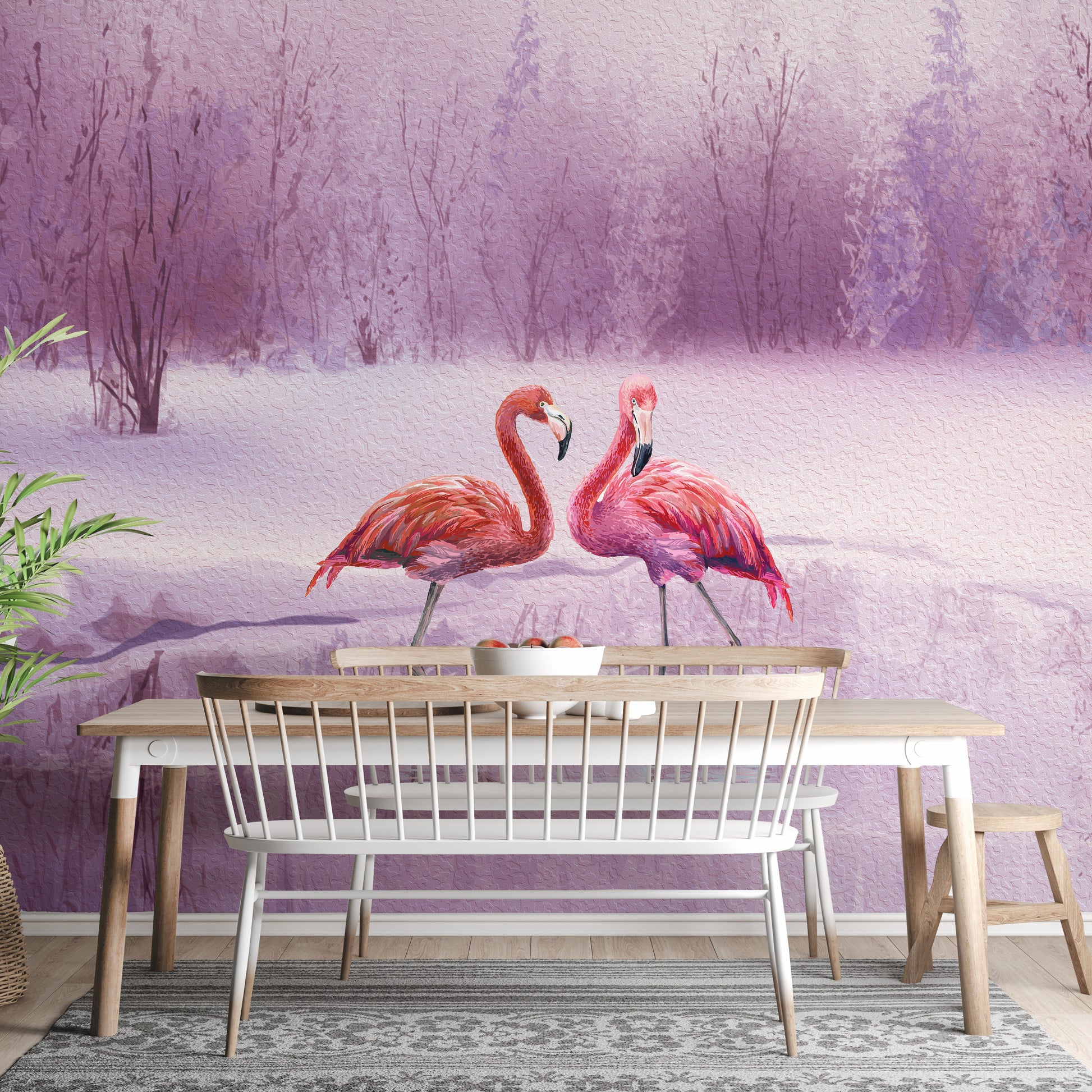 pink flamingo wallpaper mural