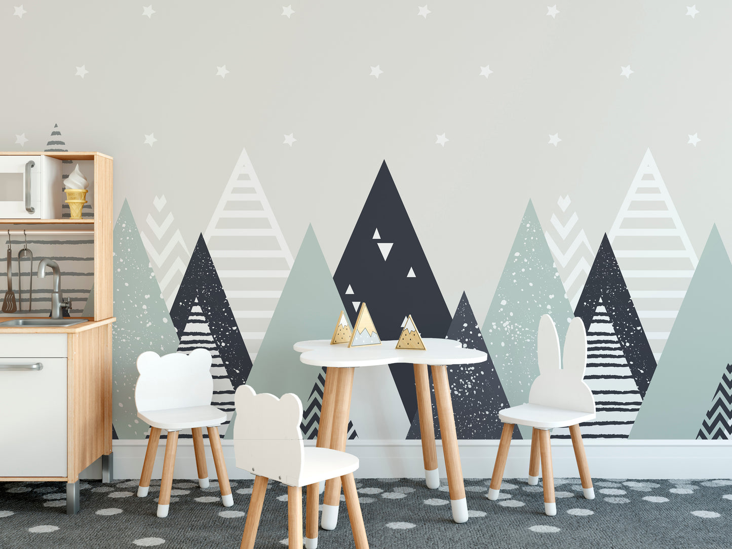 Kids Room Geometric Mountain Wallpaper Murals