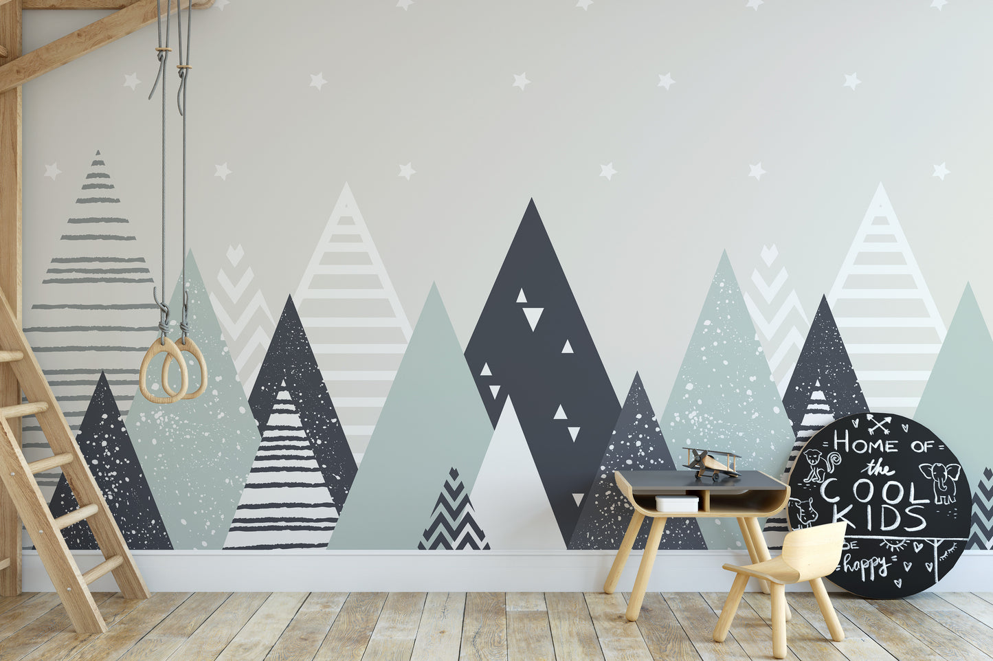 Kids Room Geometric Mountain Wallpaper Murals