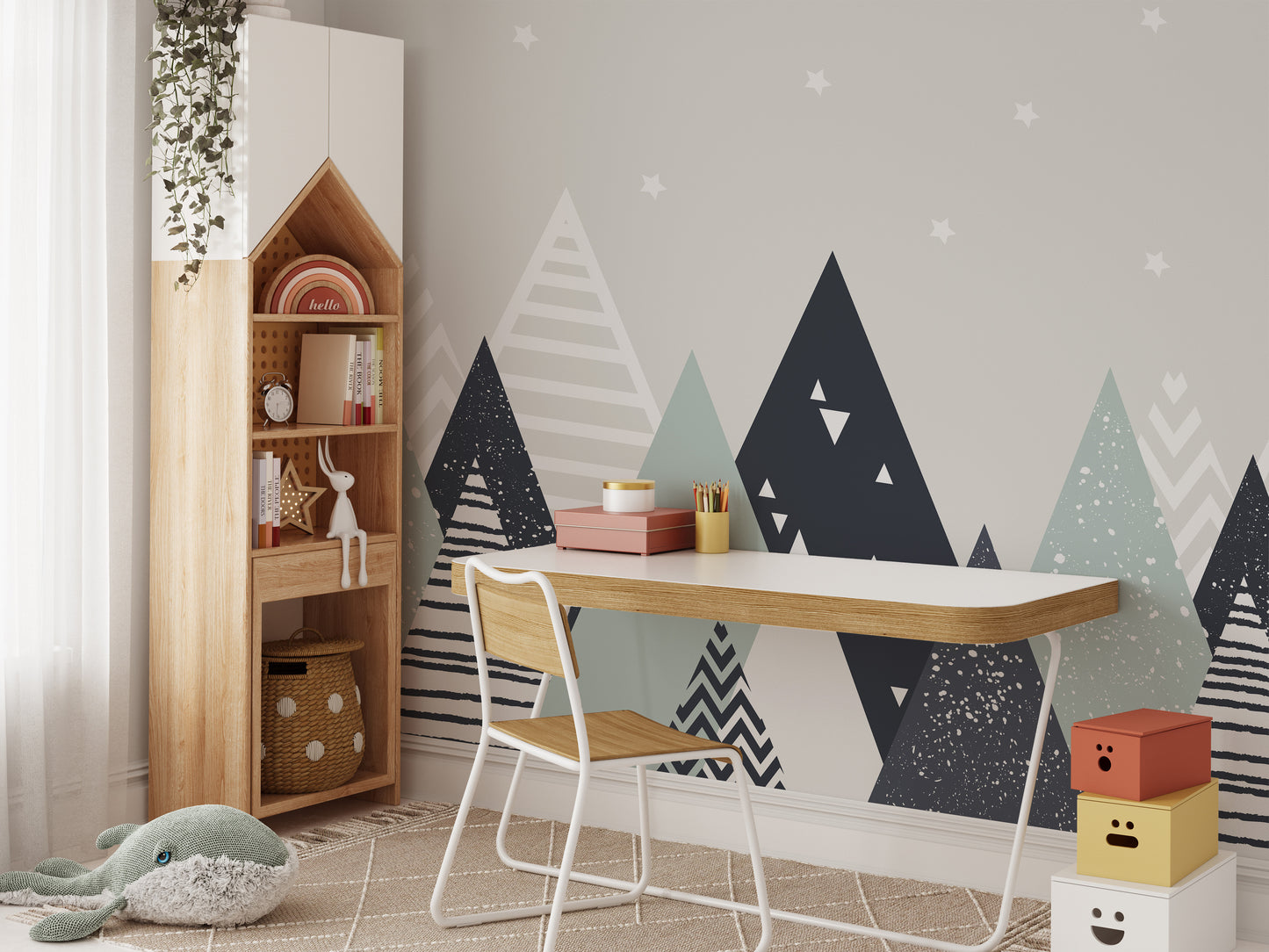 Kids Room Geometric Mountain Wallpaper Murals