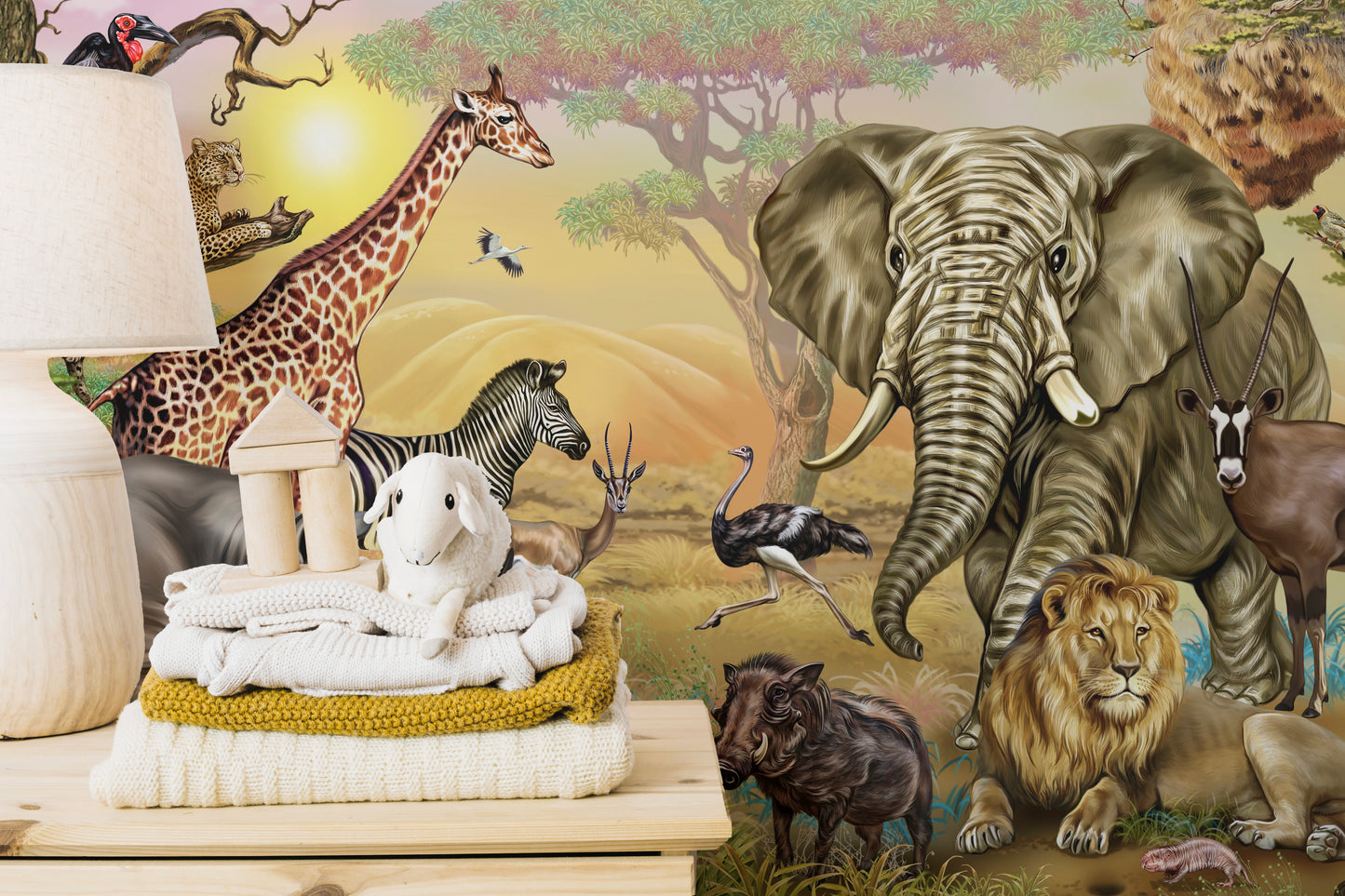 african savannah animals wallpaper mural