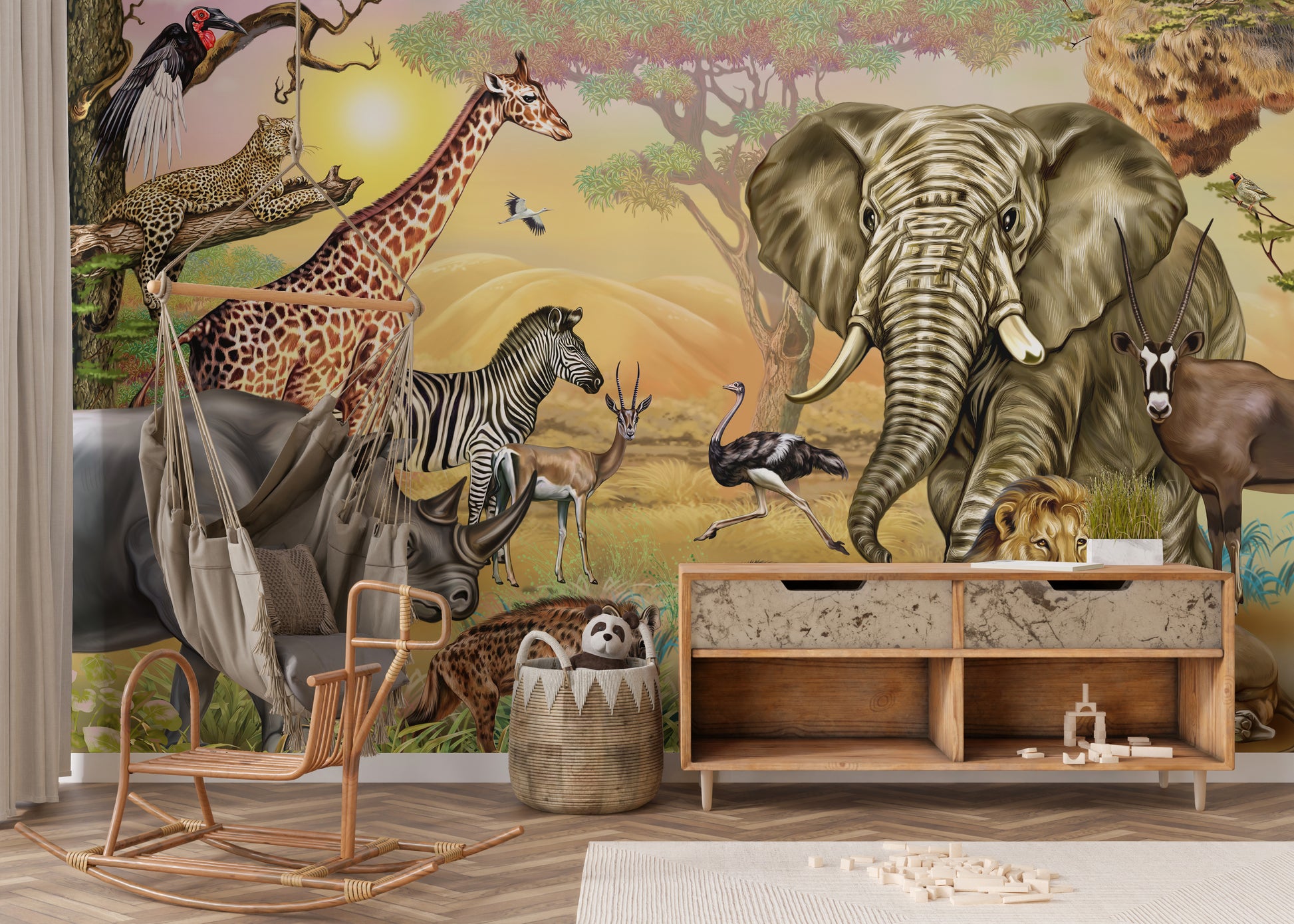 African Savannah Animals Wallpaper Mural - Giffywalls