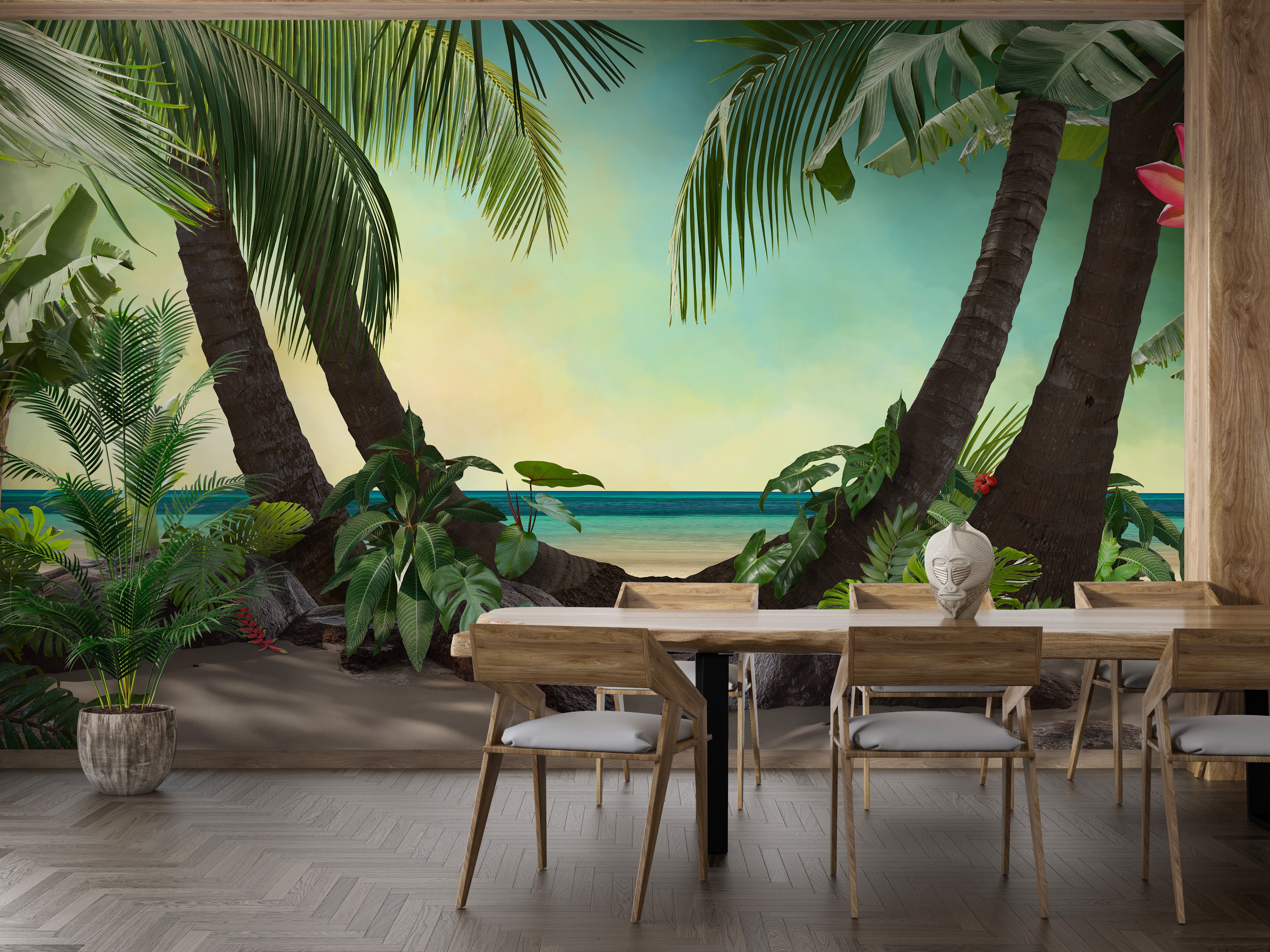 Beach Lagoon View Wallpaper Mural - Giffywalls