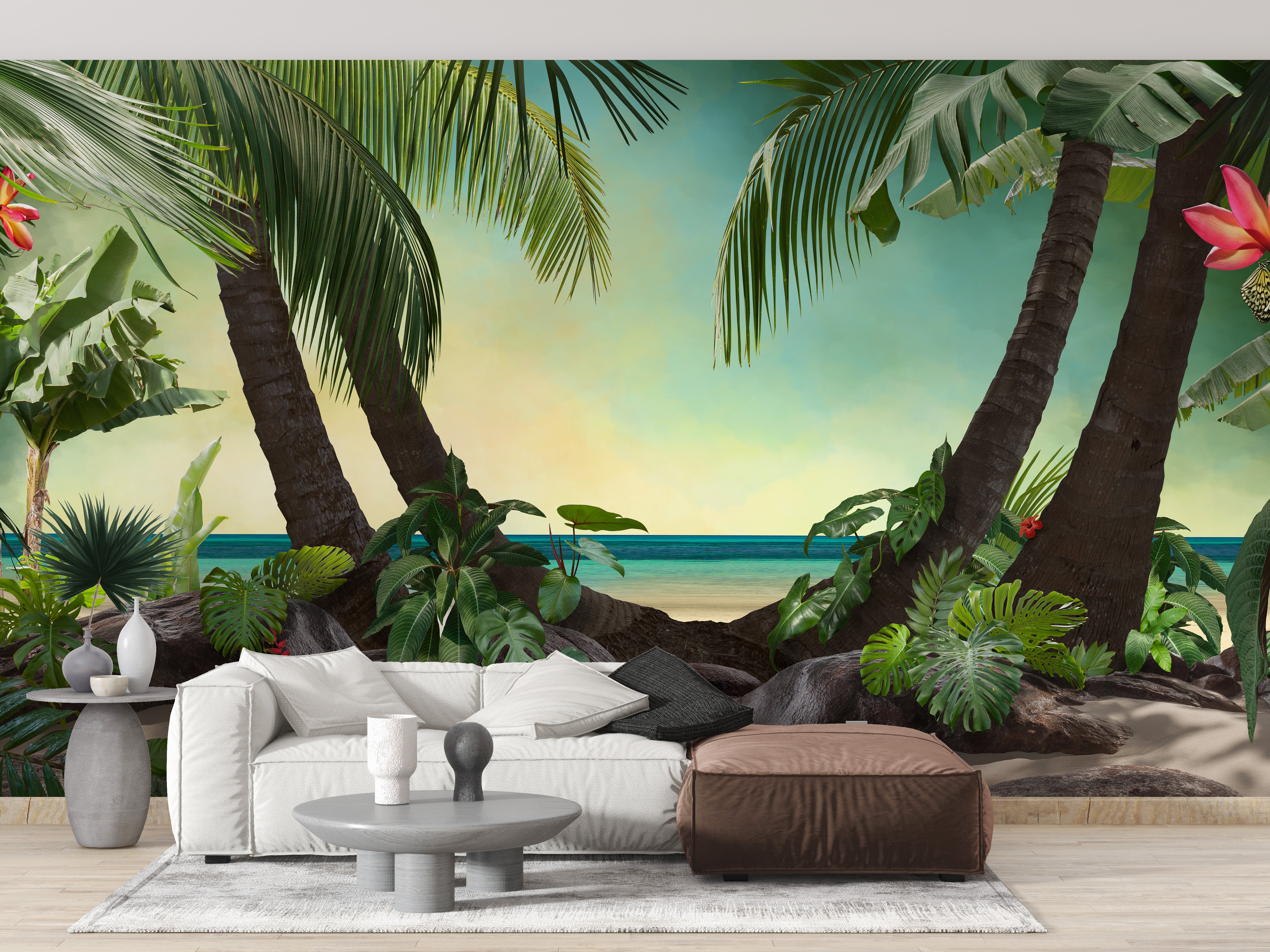 Beach Lagoon View Wallpaper Mural - Giffywalls