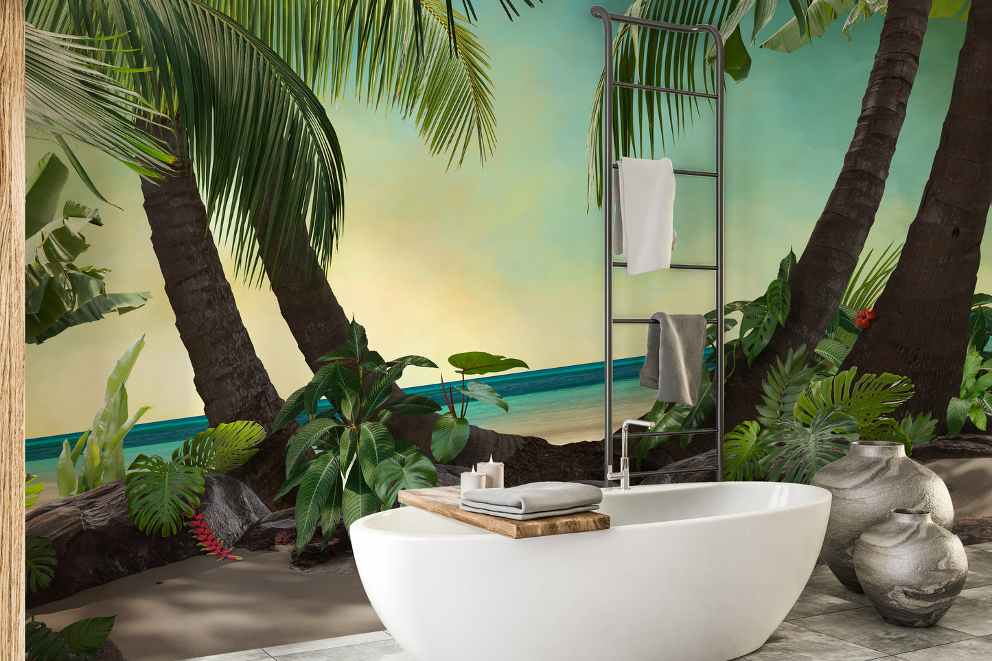 Beach Lagoon View Wallpaper Mural - Giffywalls