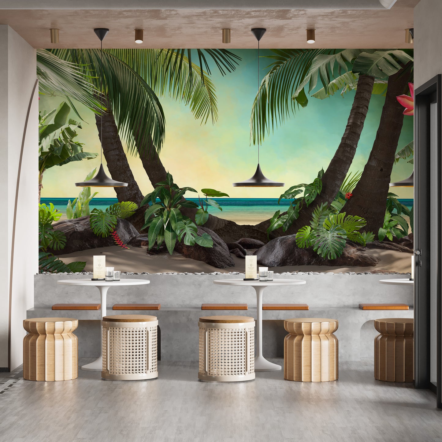 beach lagoon mural wallpaper