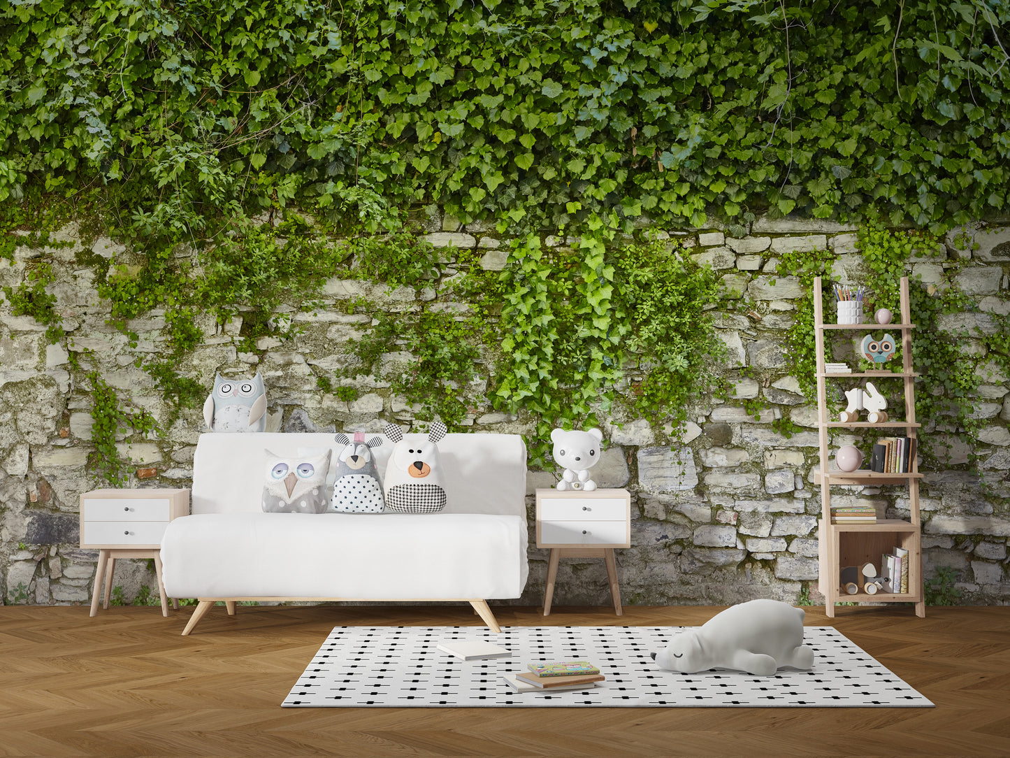 hanging green grass wallpaper mural