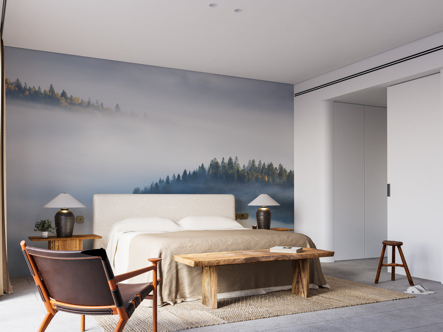 Foggy landscape wallpaper mural for interiors