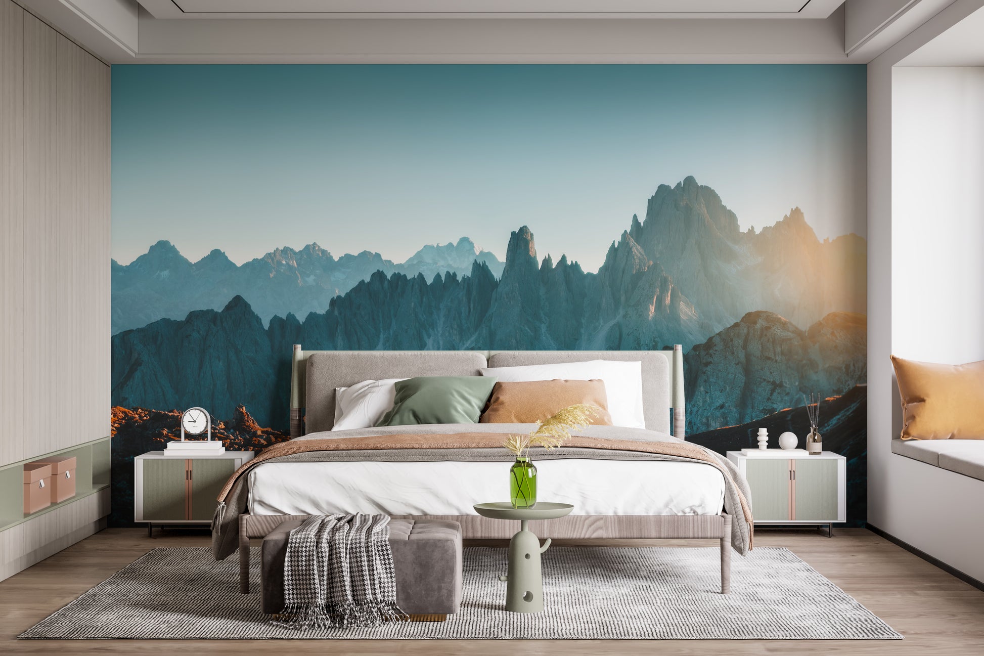 Rocky mountain range mural with Dolomites