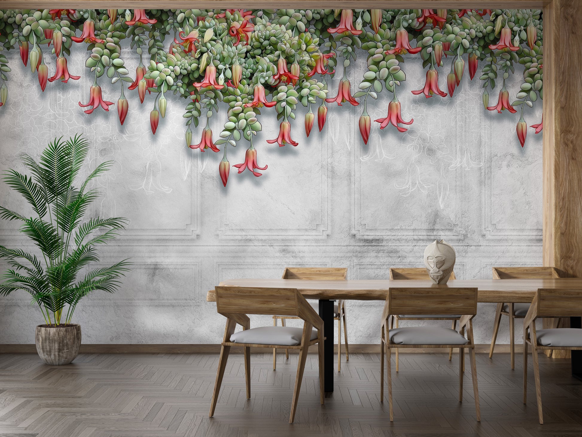 Hanging flowers mural for modern interiors