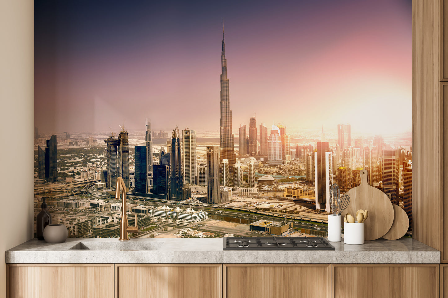 Dubai Downtown at Sunset Wallpaper Murals