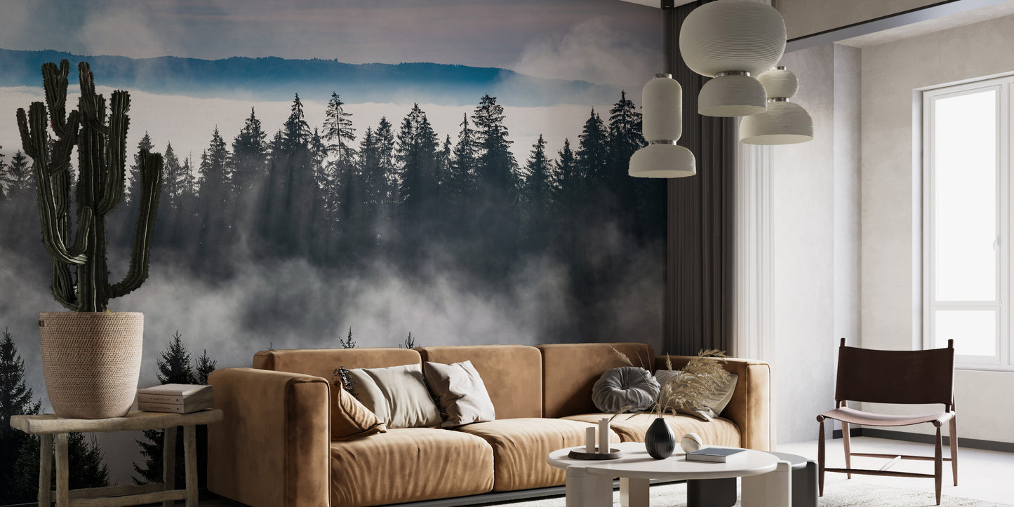 Misty Forest Mountain Wallpaper Murals