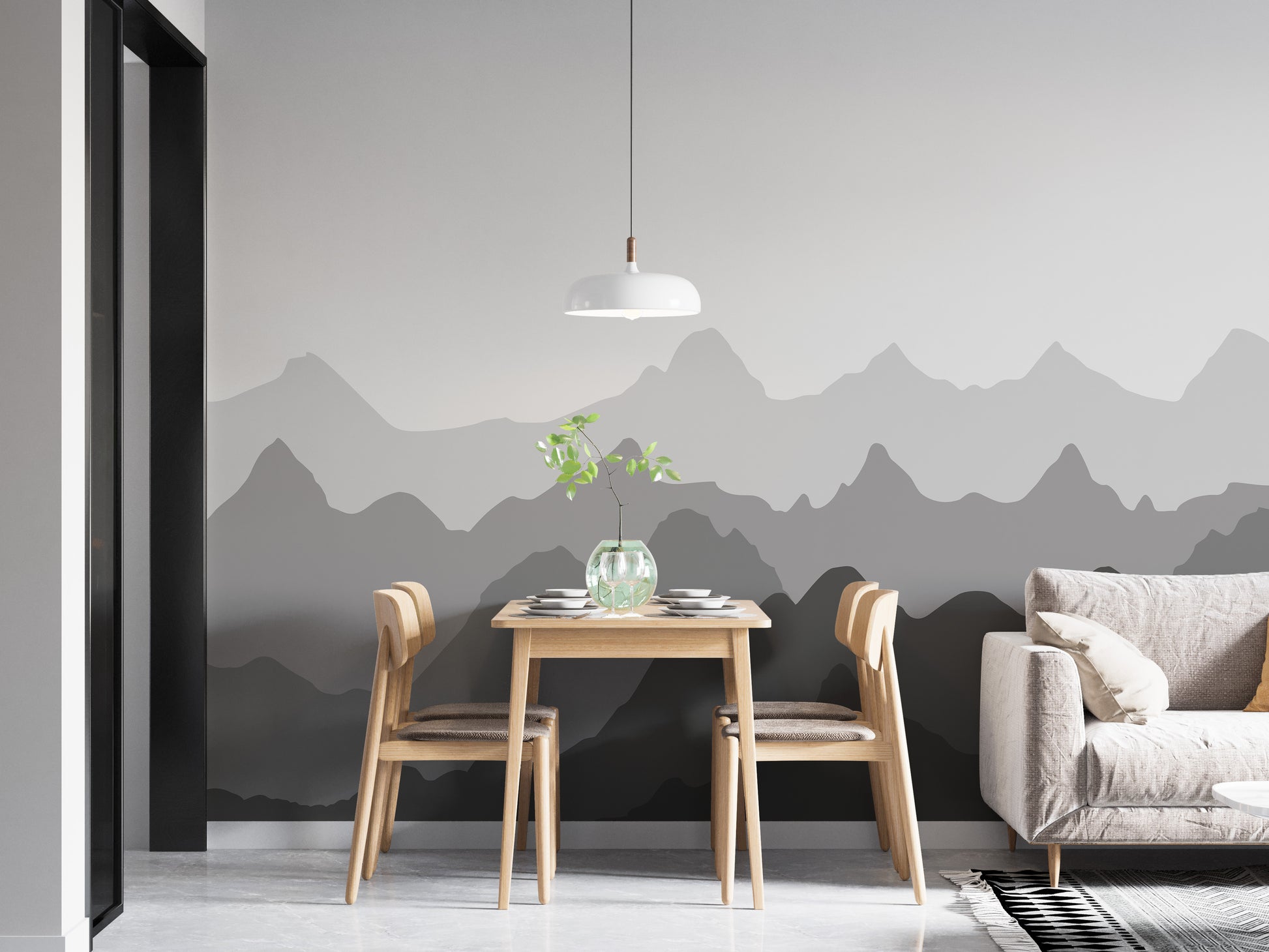 Subtle grey mountain silhouettes for walls