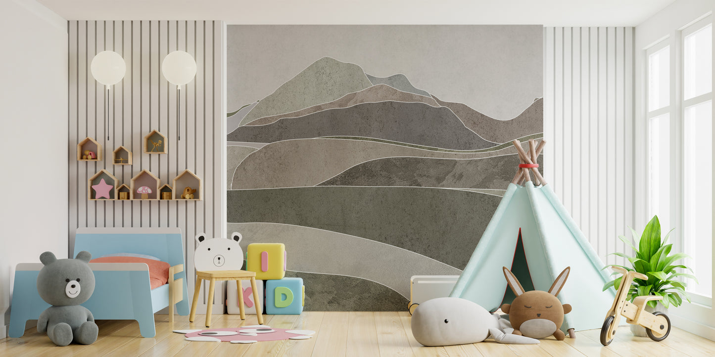 Brown Wavy Hills Wallpaper Murals