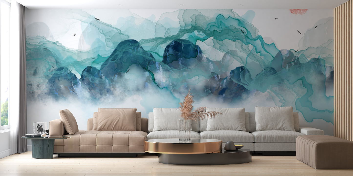 Abstract Mountain Scene Wallpaper Mural