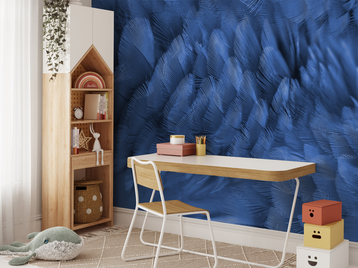 Blue Macaw Feather Wallpaper Murals