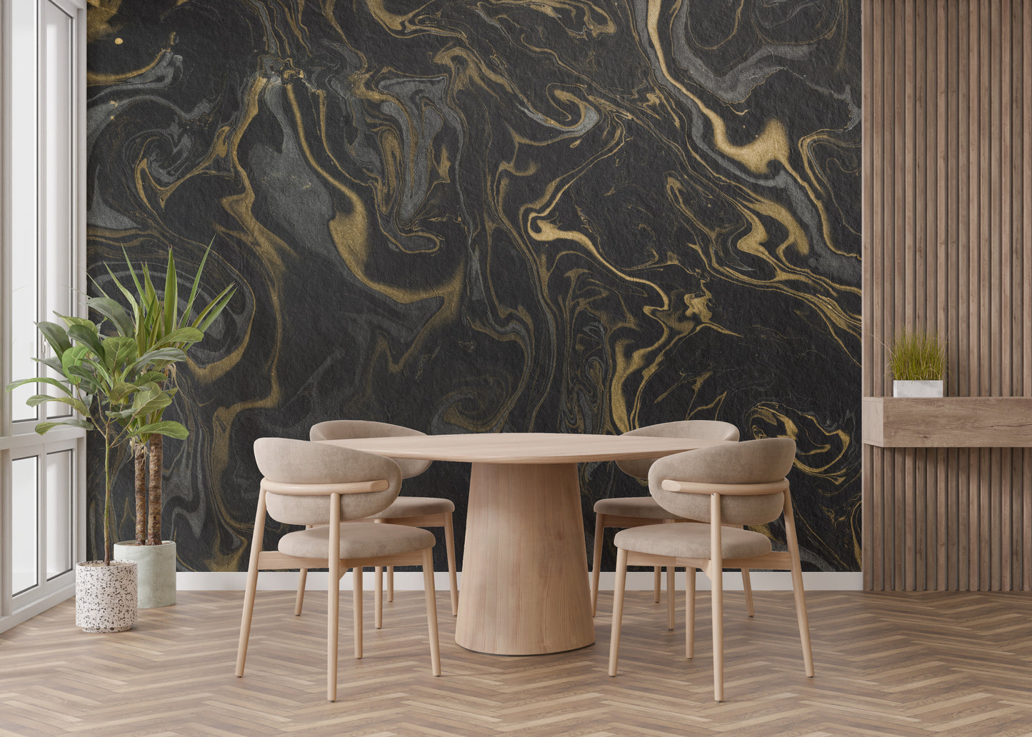 Black and Gold Marble Effect Wallpaper Wall Mural