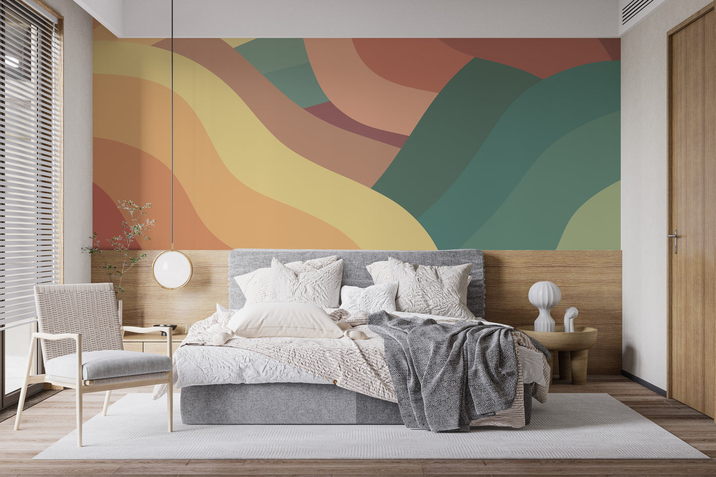 Multicolor Wavy Retro Wallpaper Wall Murals