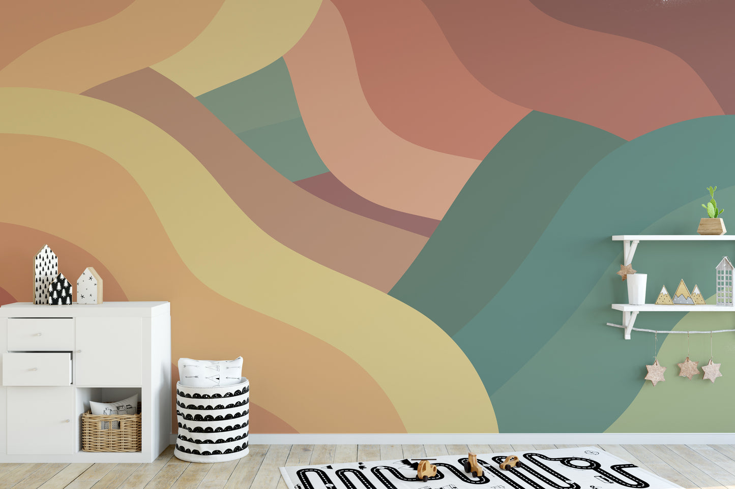 Multicolor Wavy Retro Wallpaper Wall Murals