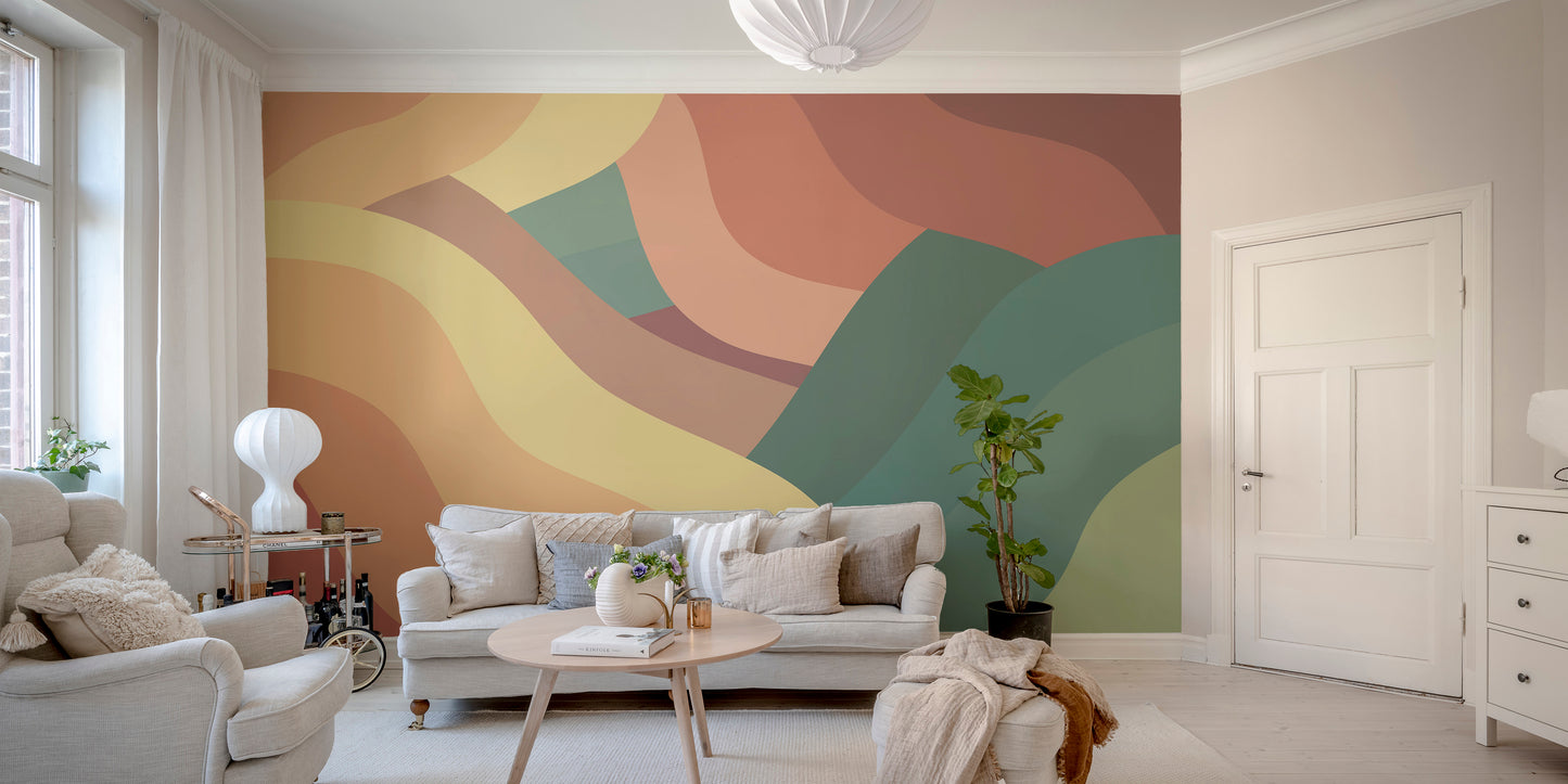 Multicolor Wavy Retro Wallpaper Wall Murals