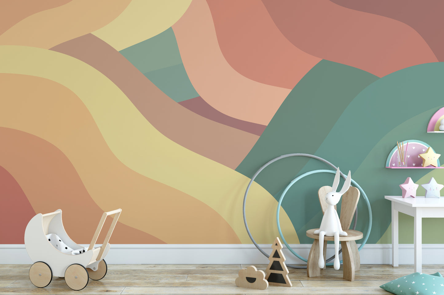 Multicolor Wavy Retro Wallpaper Wall Murals