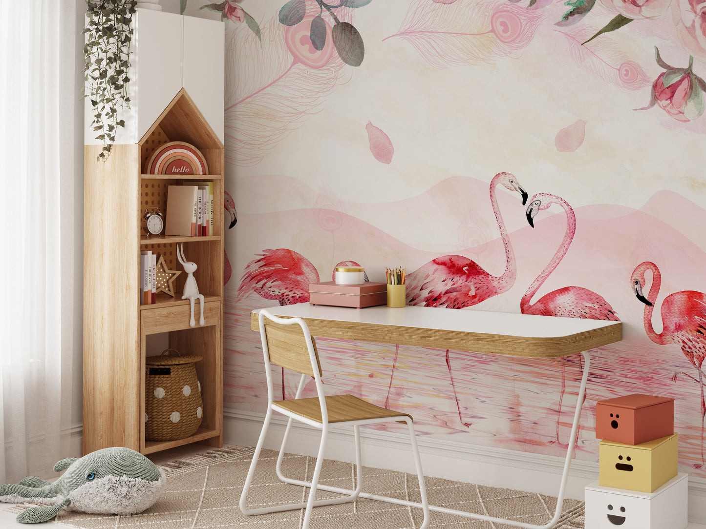 Flamingo Peel and Stick Wallpaper - Giffywalls