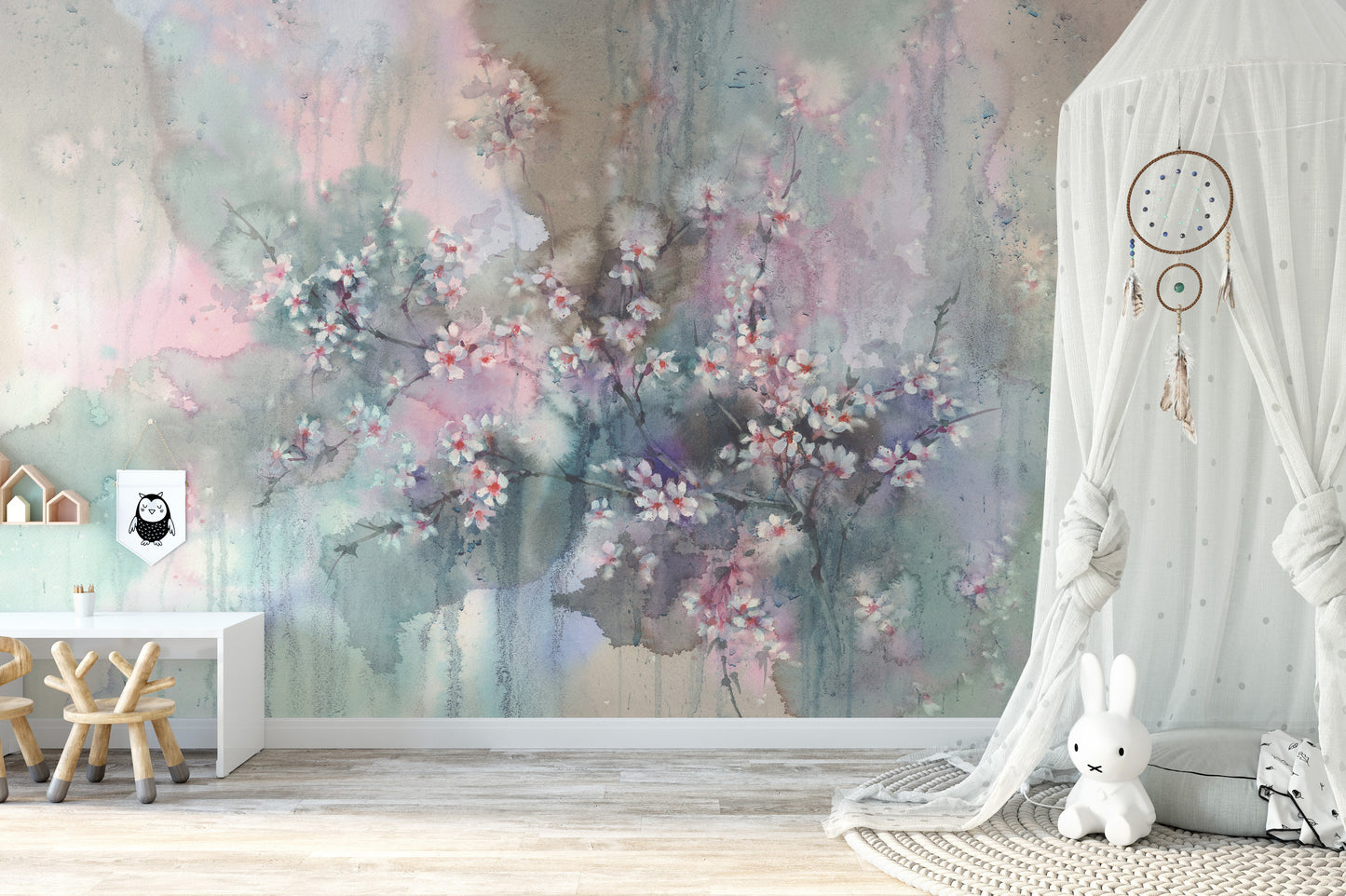 Sakura Watercolor Flower Wallpaper Wall Murals