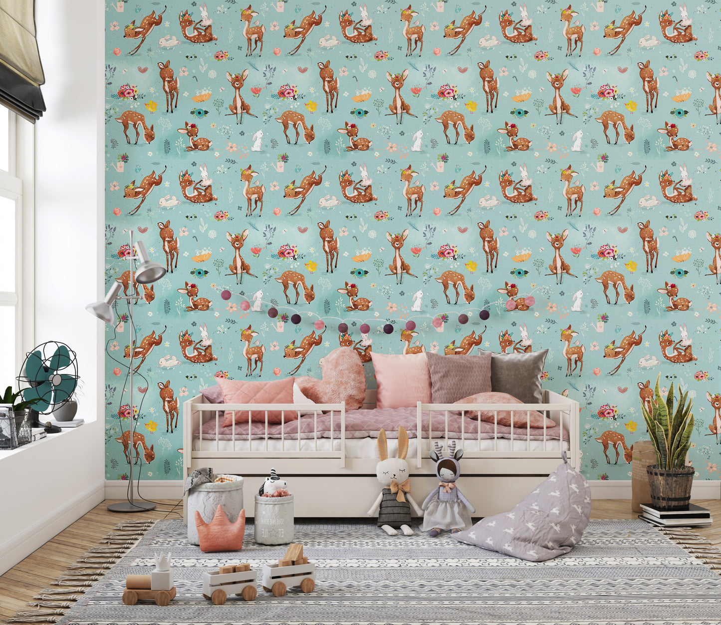 Soft Pastel Woodland Animals Wallpaper