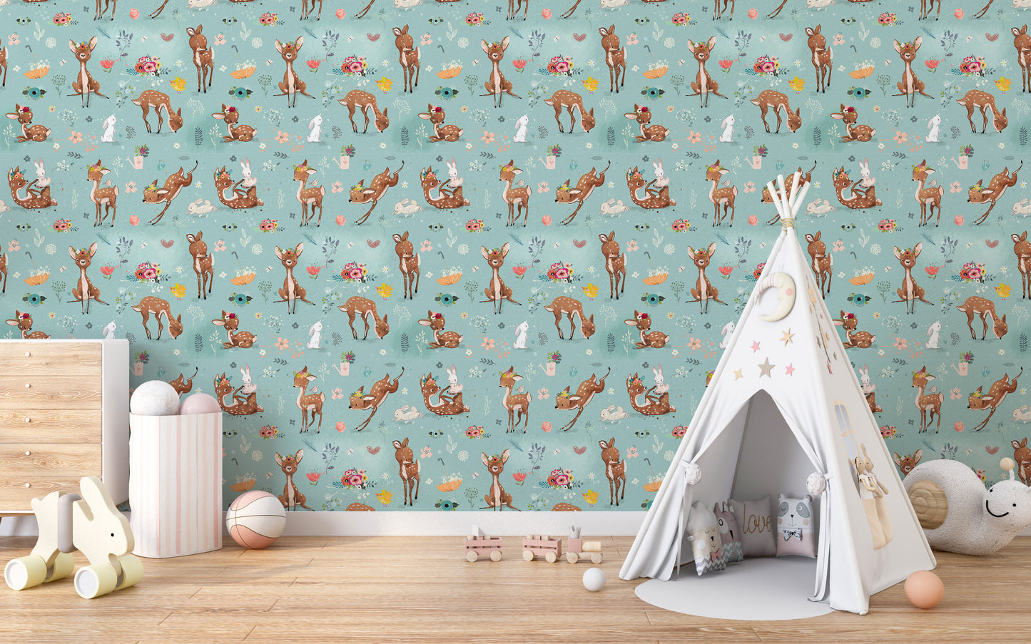 Nature-Themed Kids Room Wallpaper