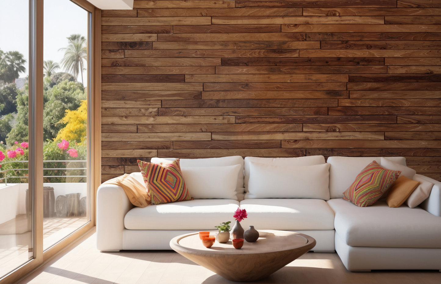 Pine Wood Stipes Interior Wallpaper