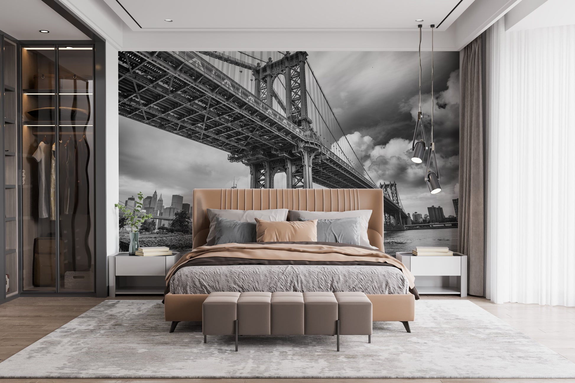 Scenic Manhattan Bridge wall mural