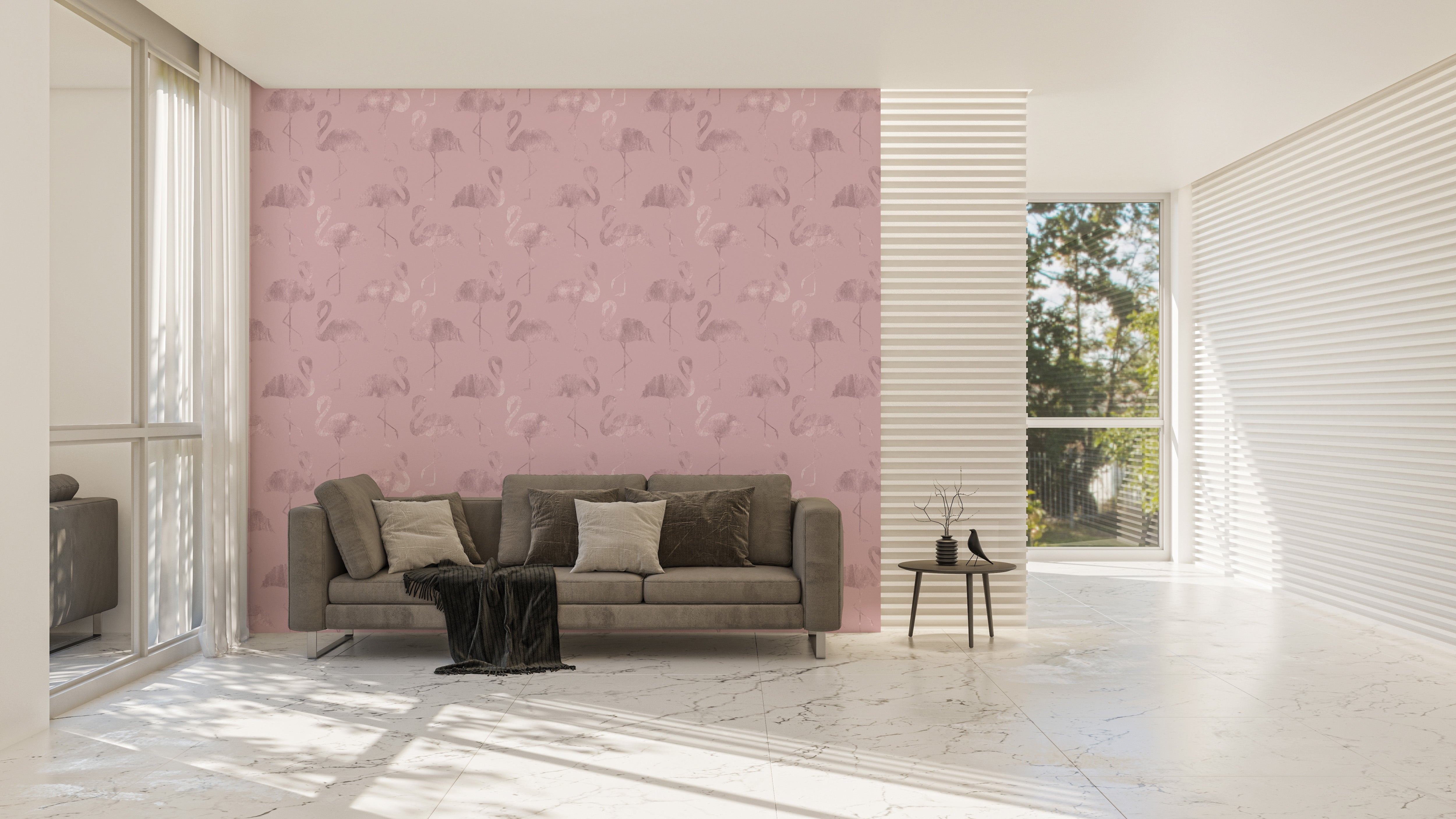 Shiny pink flamingo wallpaper concept