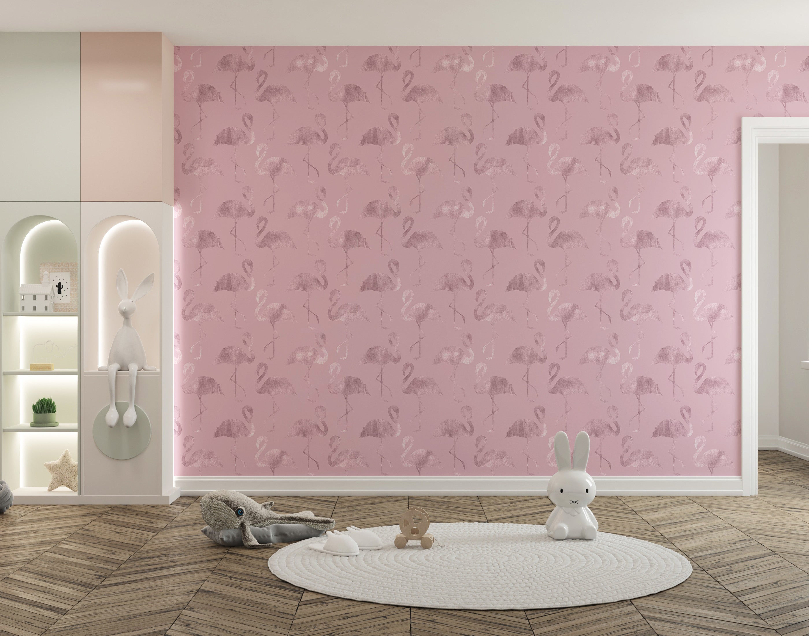 Flamingo-themed seamless wallpaper art