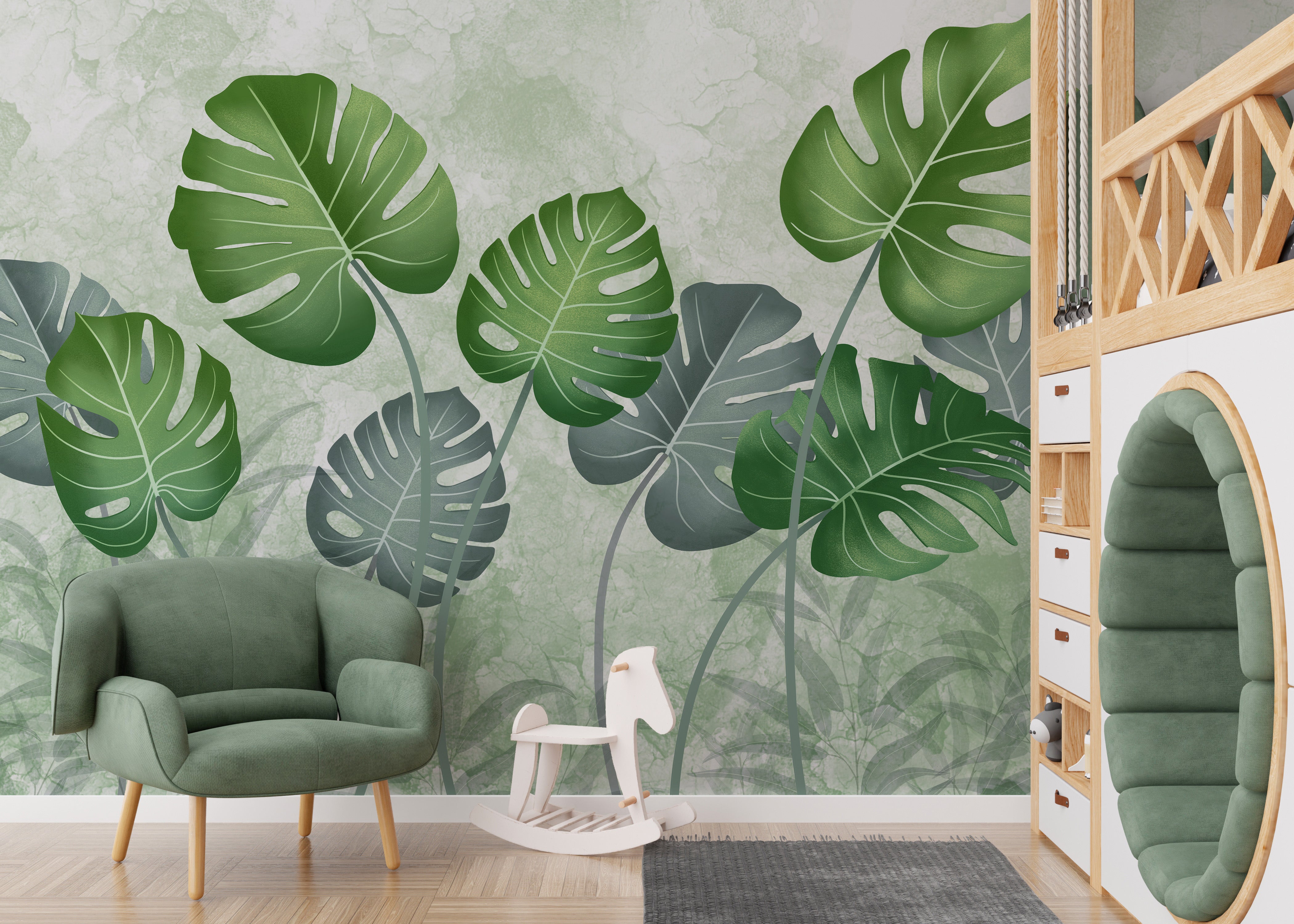 Wild tropical tree mural for walls