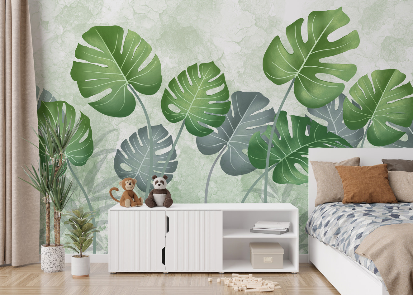 Tropical wild trees wallpaper design
