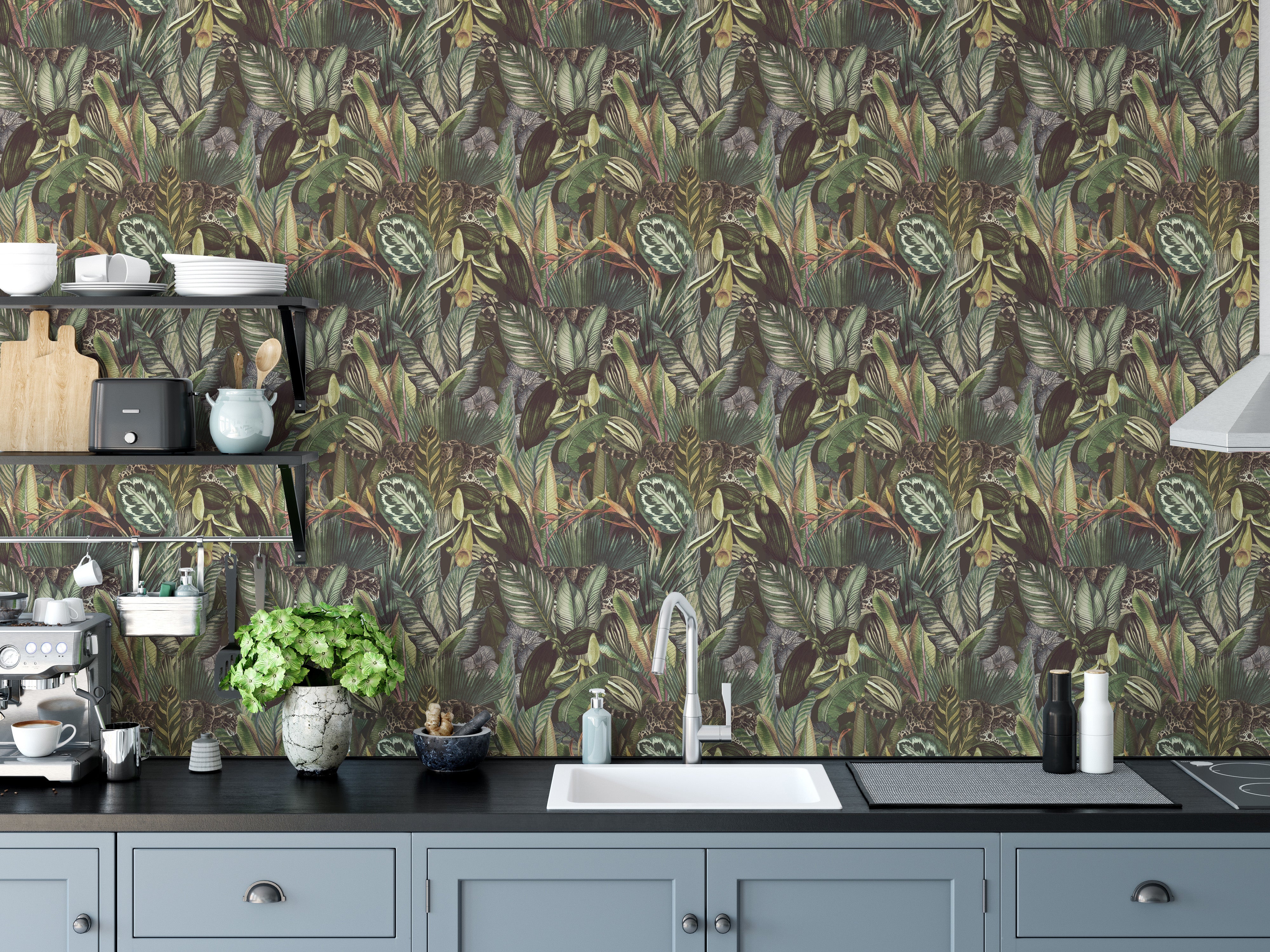 Exotic jungle removable wallpaper look