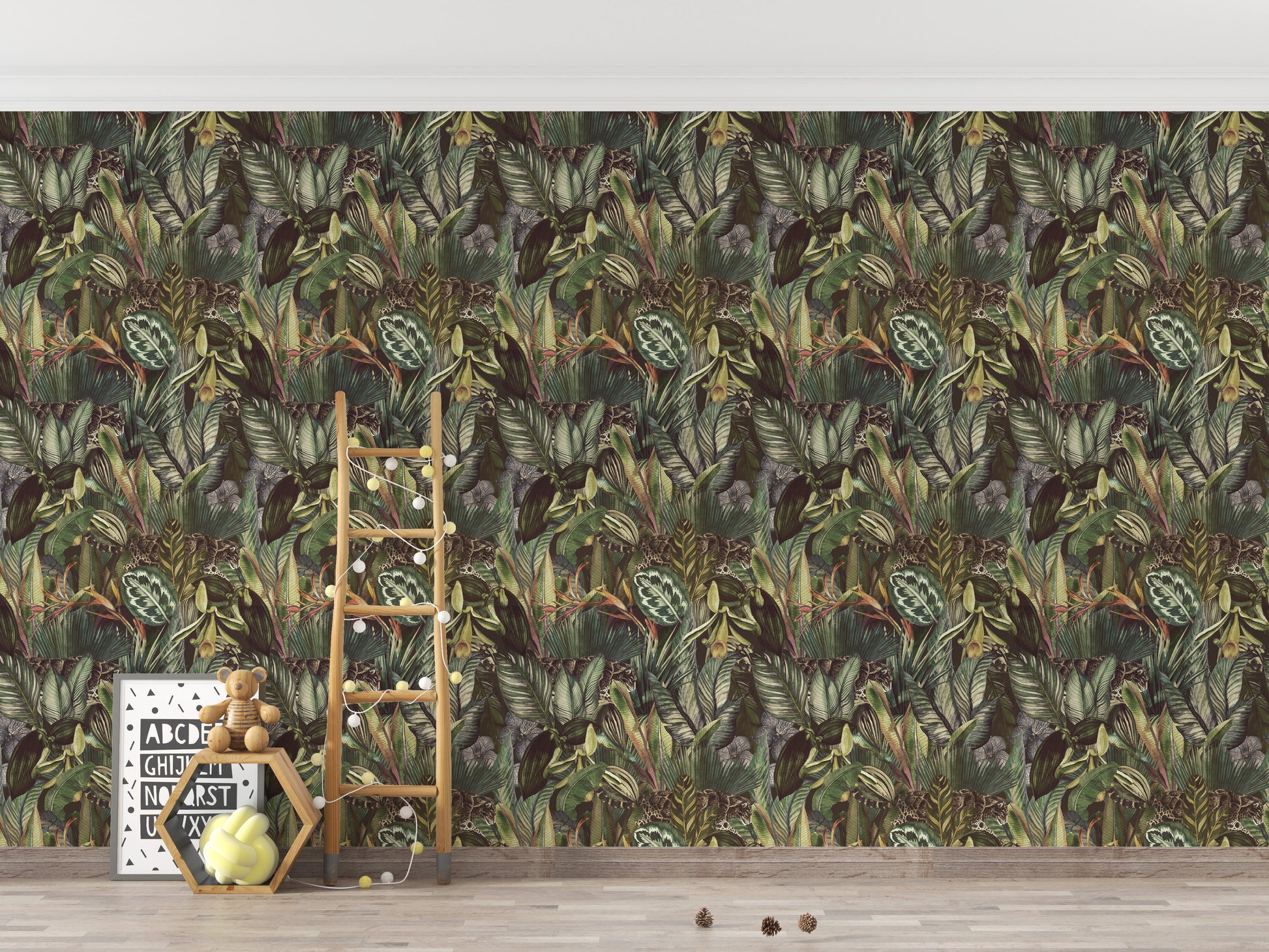 Jungle-inspired botanical wall design