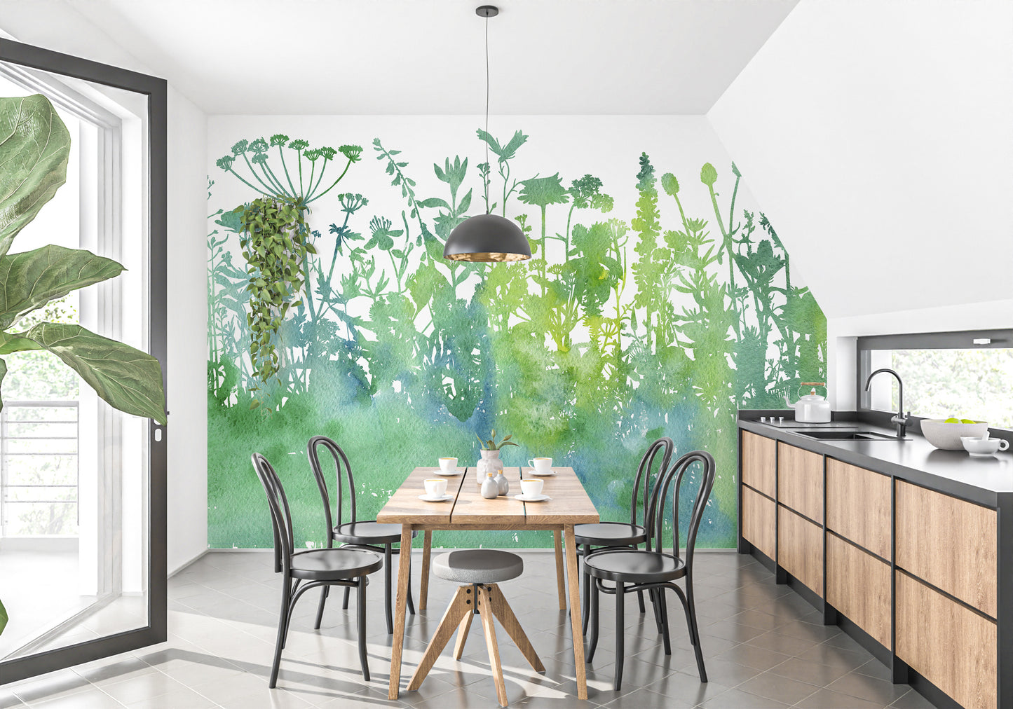 Watercolor Trees Botanical Pattern Wallpaper For Walls - Giffywalls