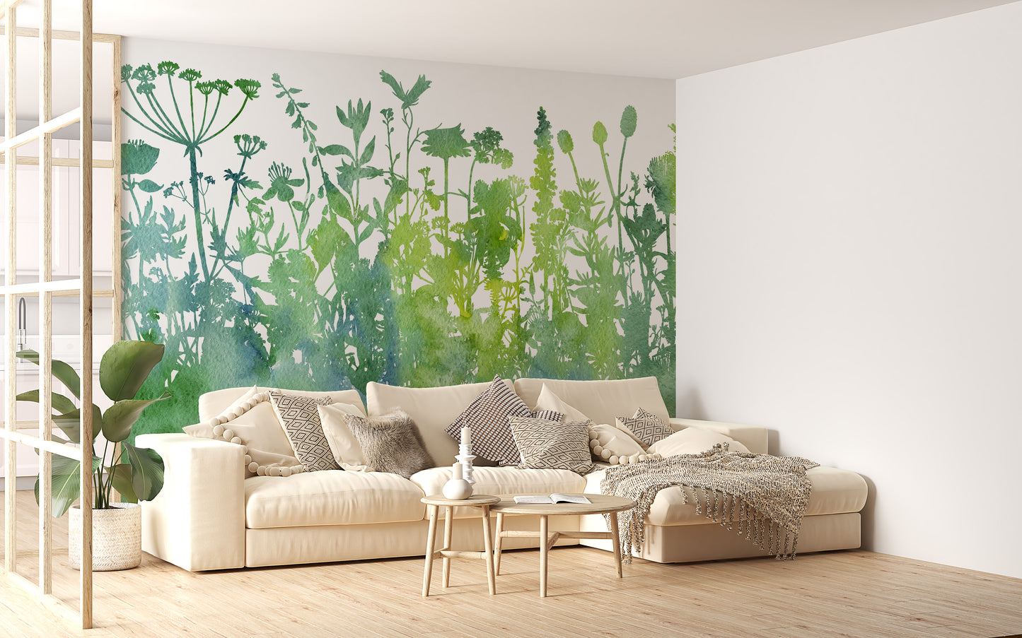 Watercolor Trees Botanical Pattern Wallpaper For Walls - Giffywalls