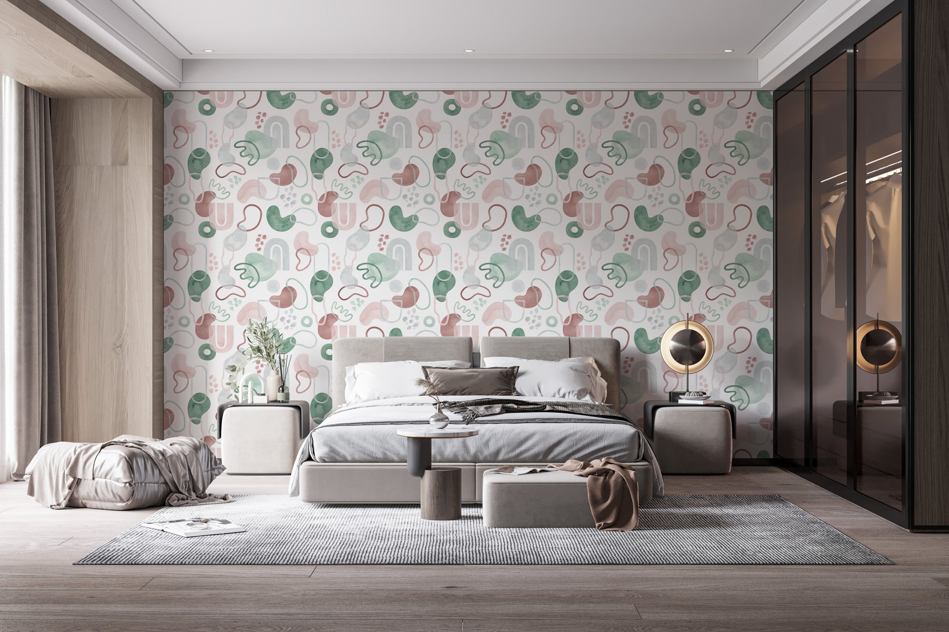 Artistic tile wallpaper in soft tones