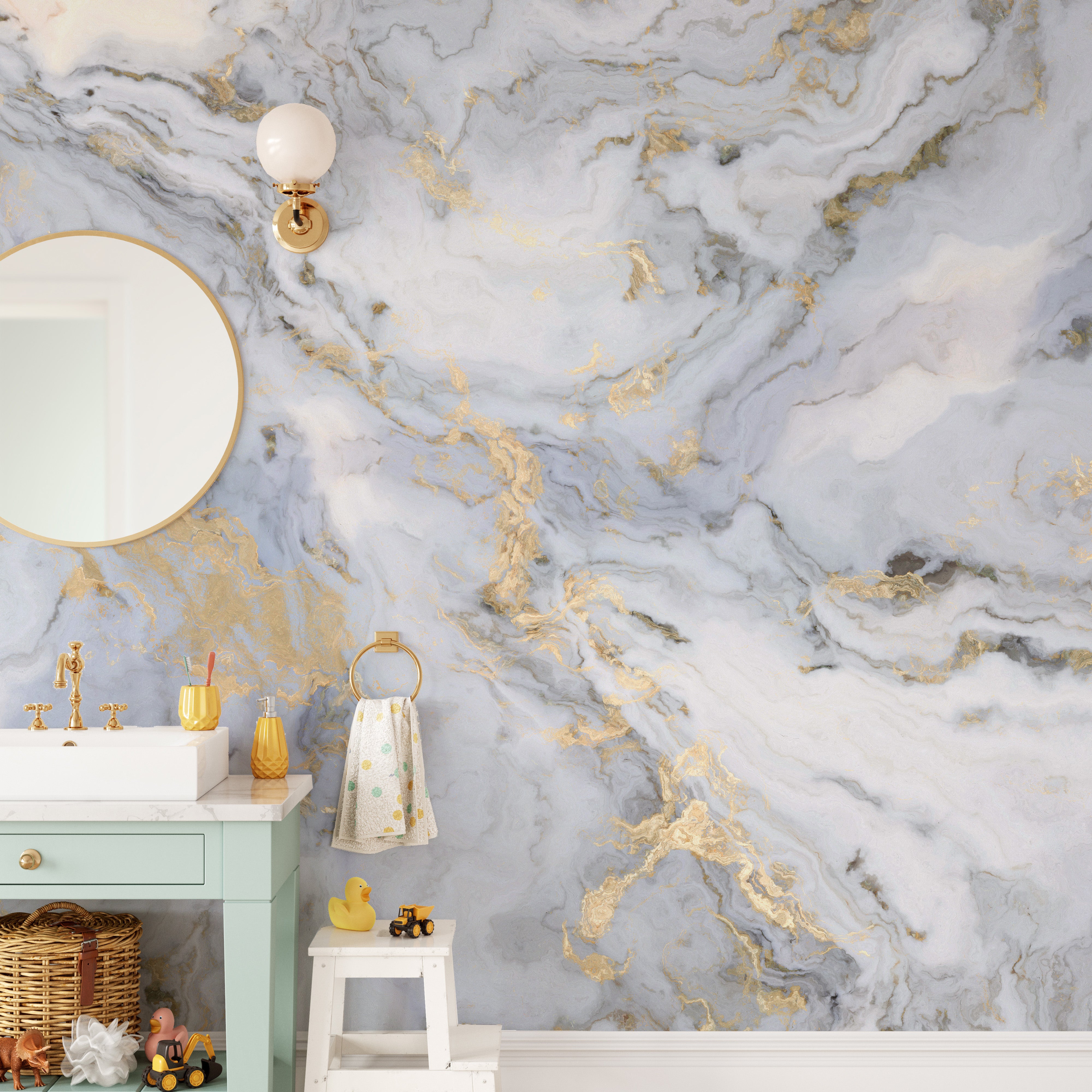 Luxurious white marble and gold design
