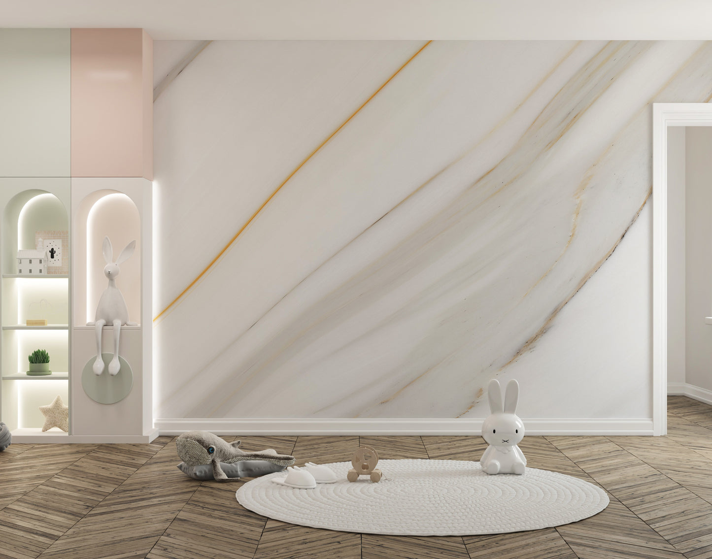 White Marble Gold Grey Line Removable Wall Murals