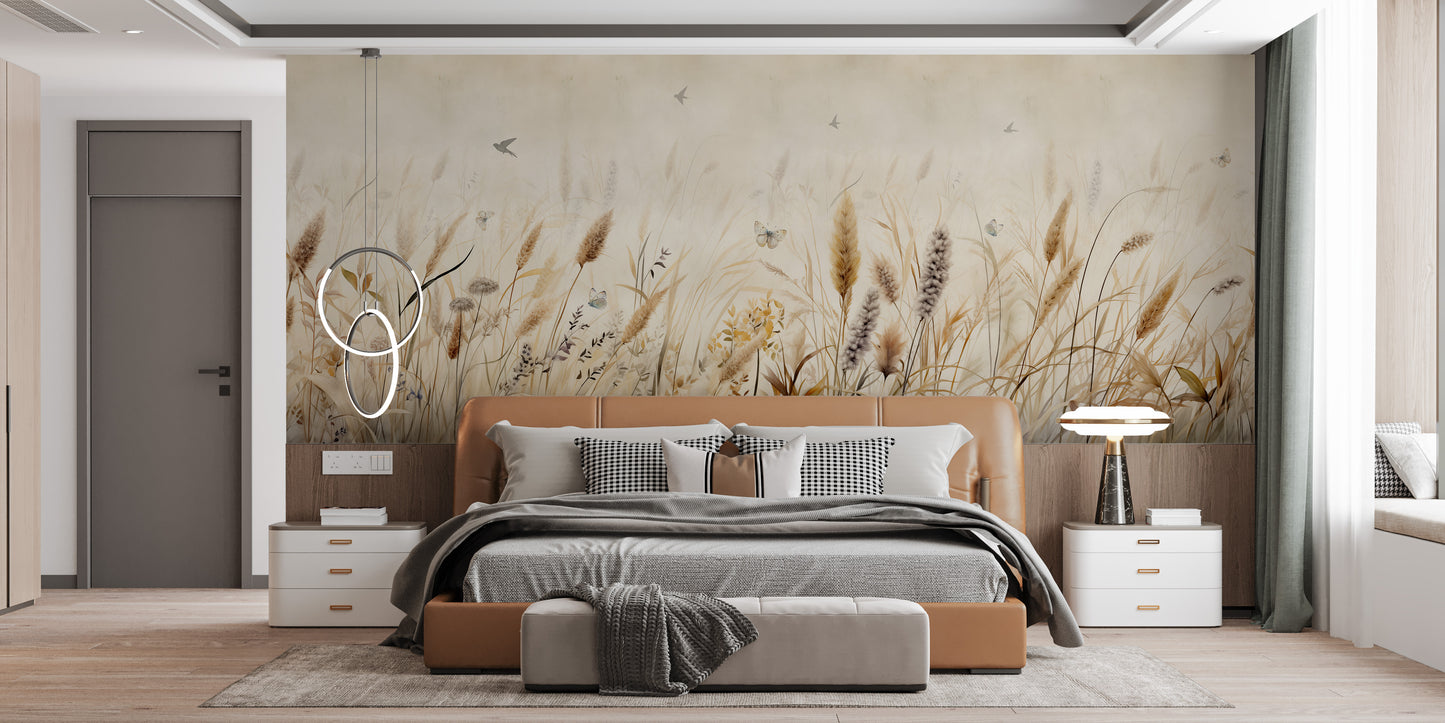 Serene Grassland Butterfly Wallpaper Mural