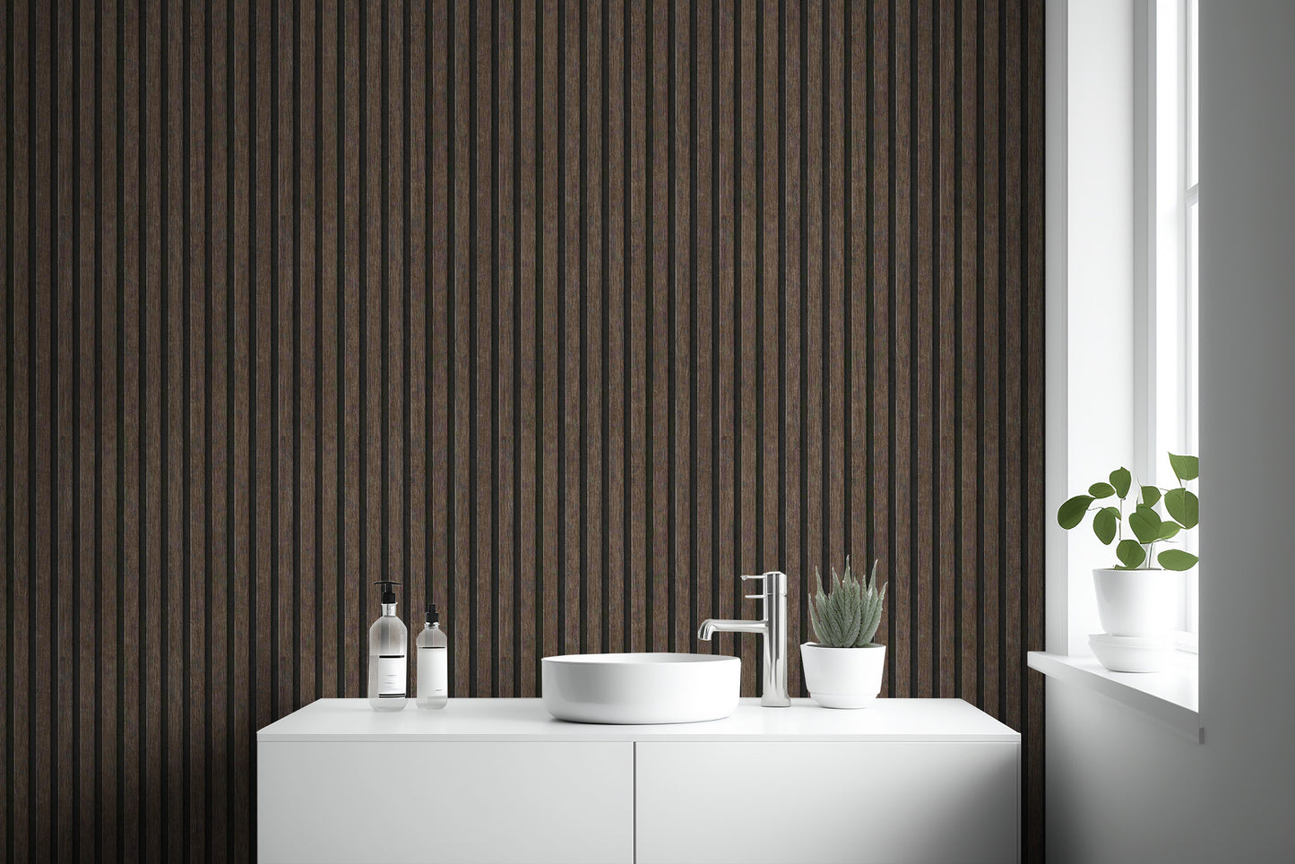 Modern brown wood slat wallpaper for cozy spaces
