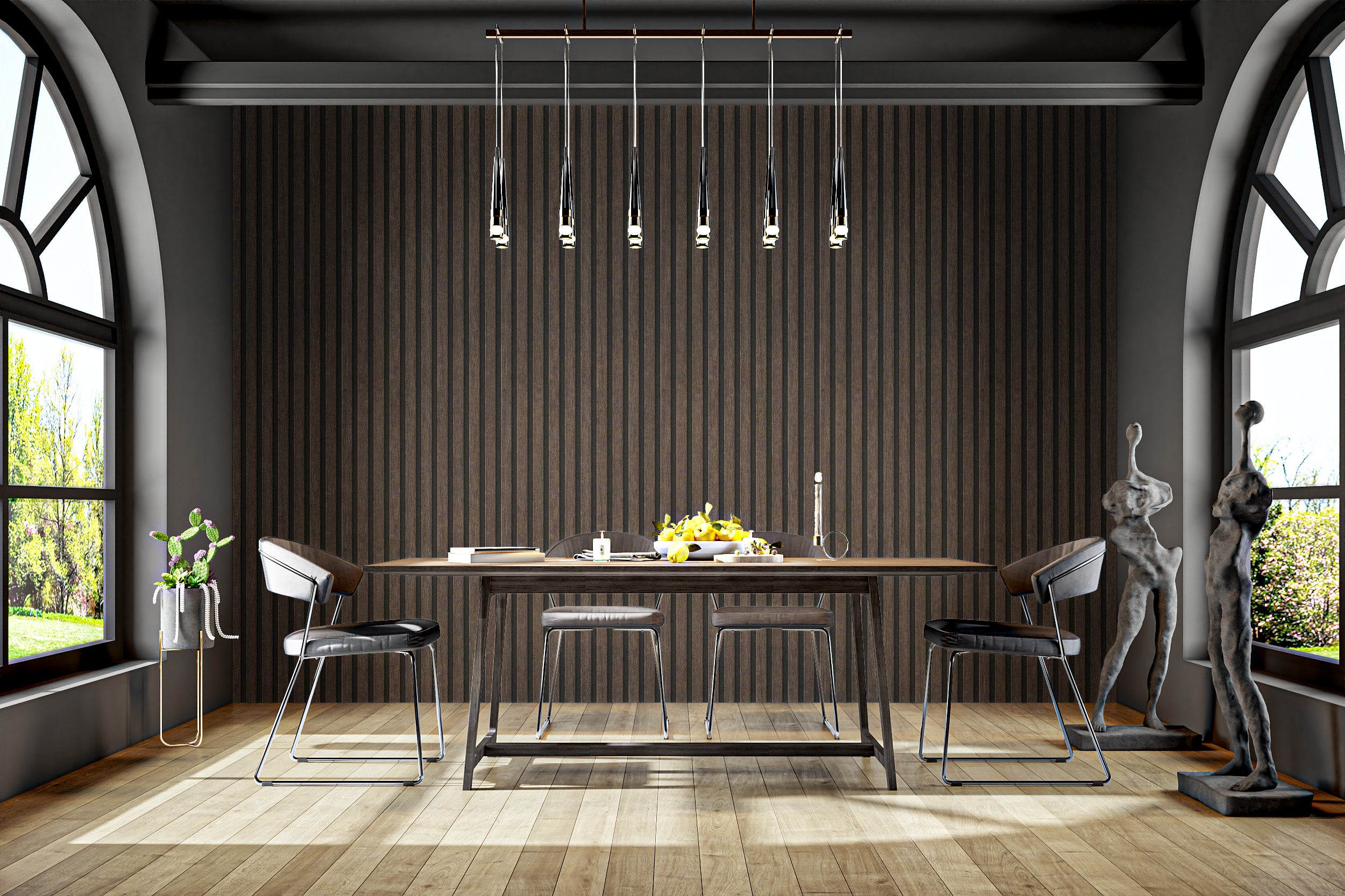 Wood grain wallpaper with a sleek, stylish finish
