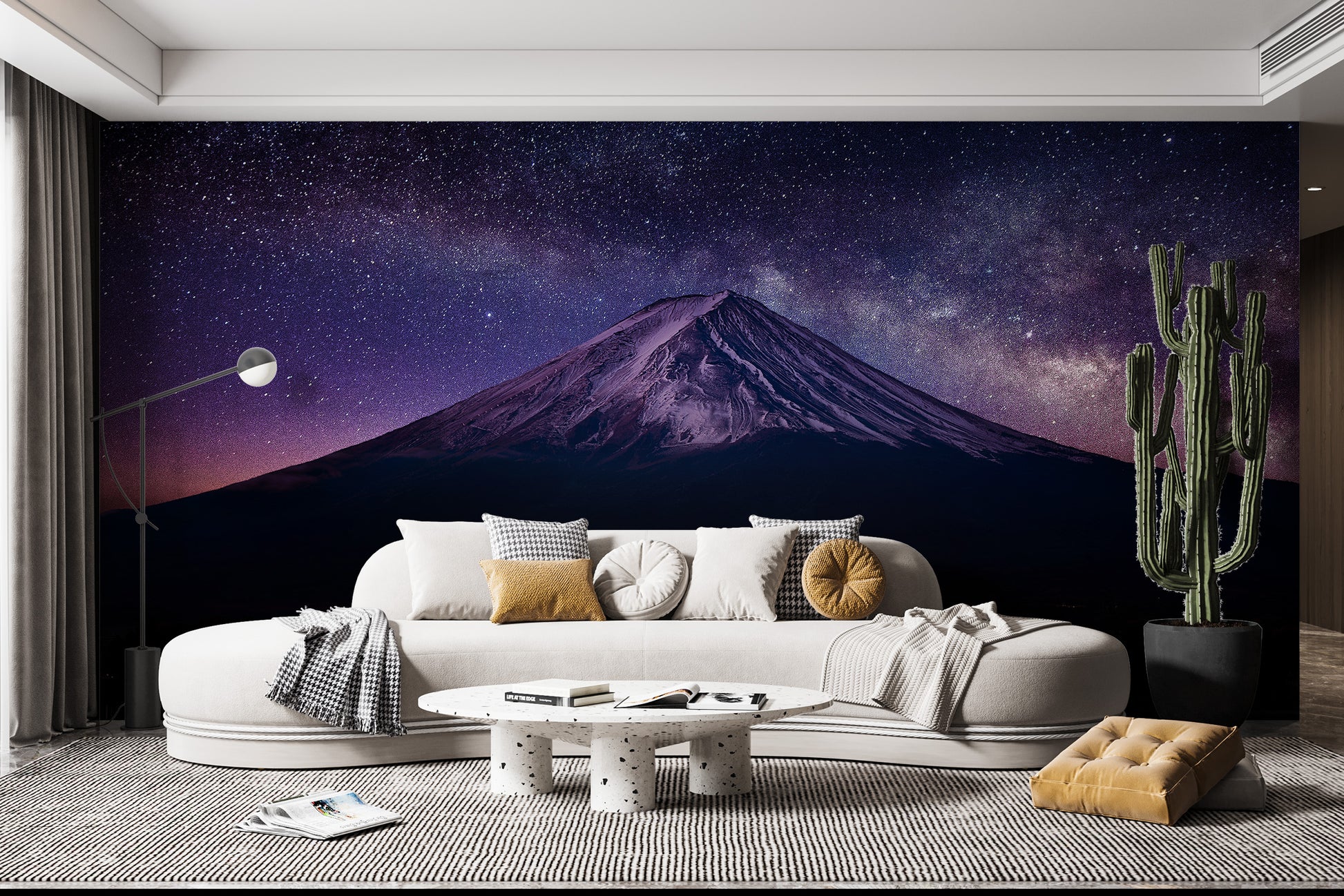 Cosmic Mount Fuji wallpaper with Milky Way panorama
