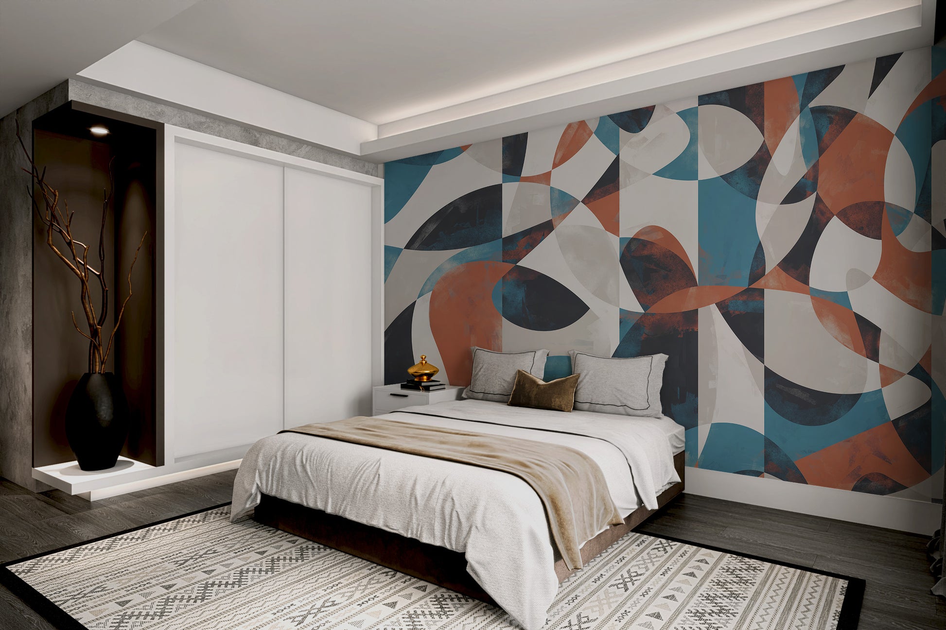 Peel and stick abstract geometric wallpaper mural
