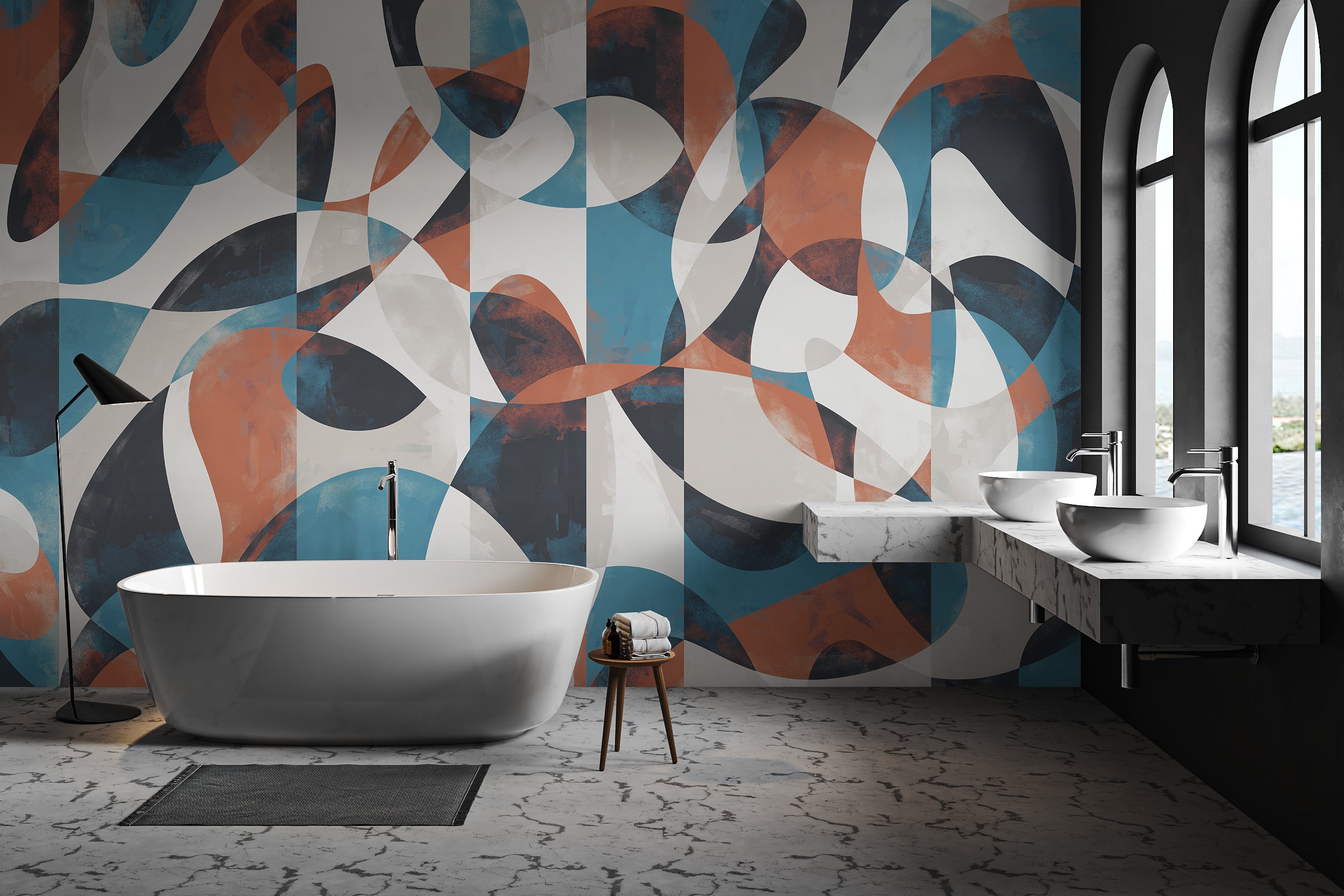 Artistic geometric wall mural for contemporary decor
