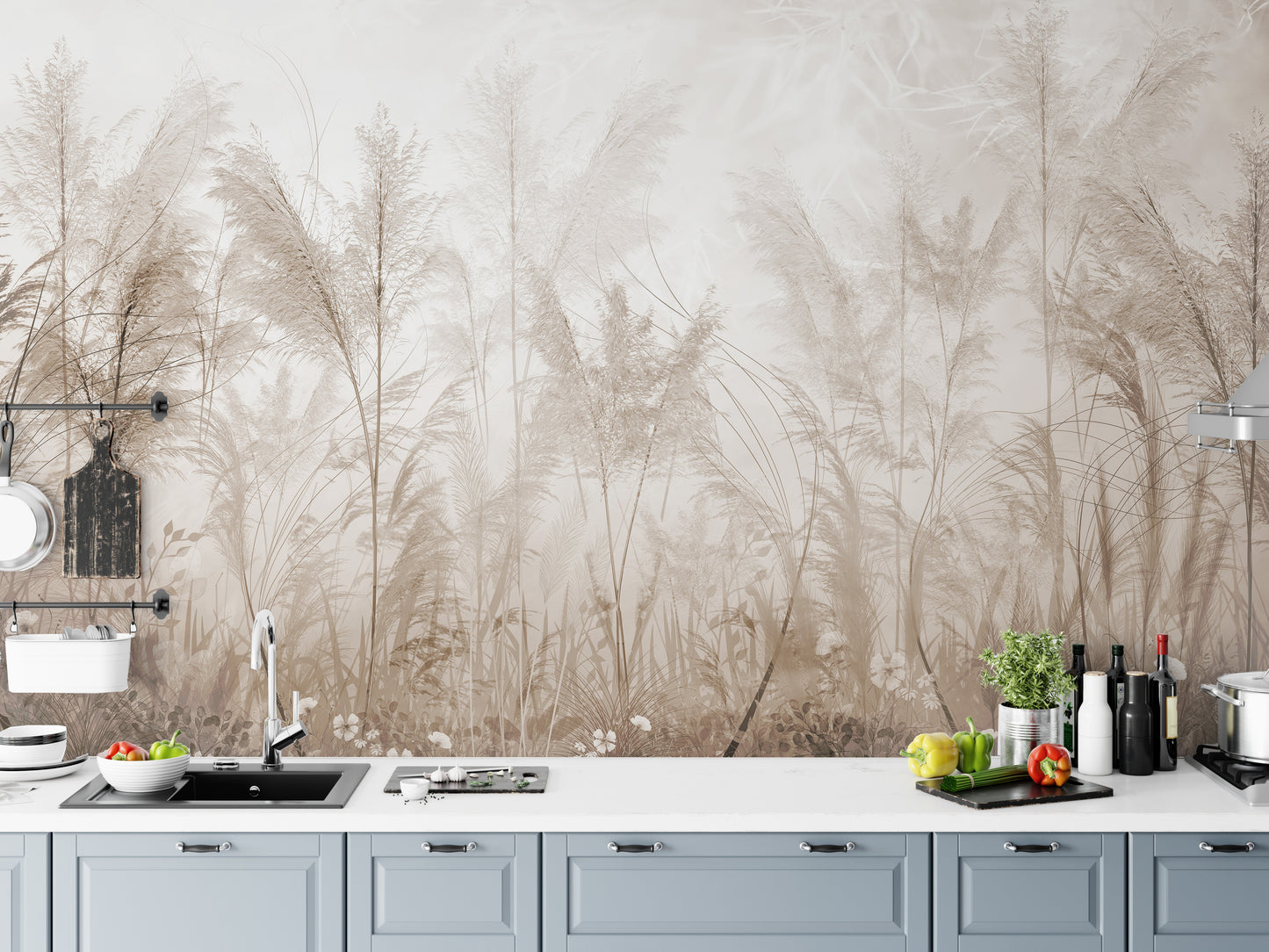 Wildflower meadow wallpaper mural with rustic charm
